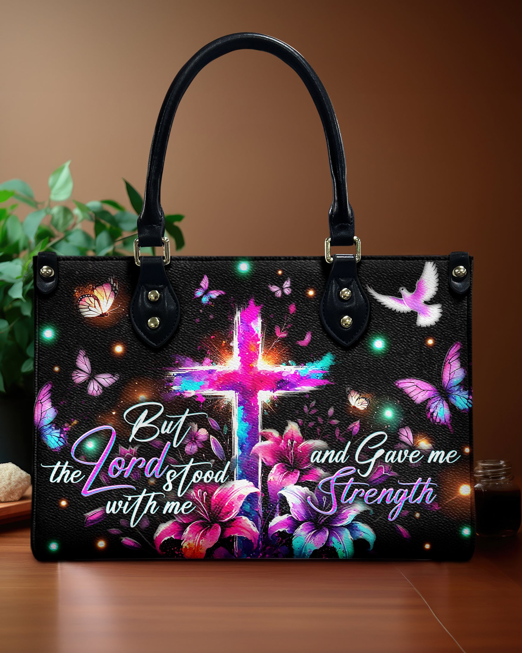 But The Lord Stood With Me Leather Handbag - Tytd2607242