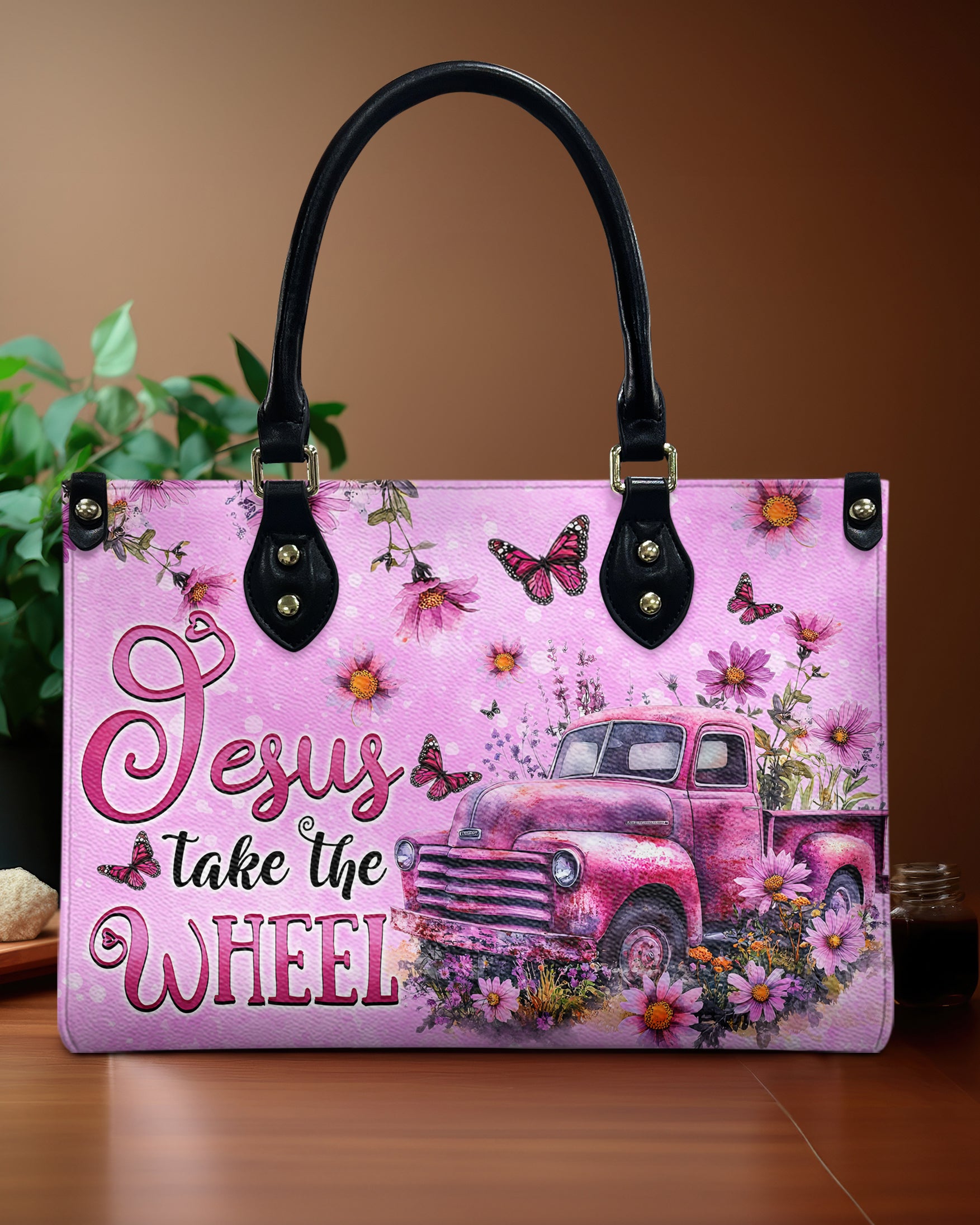 Jesus Take The Wheel Leather Handbag - Tytd0509243