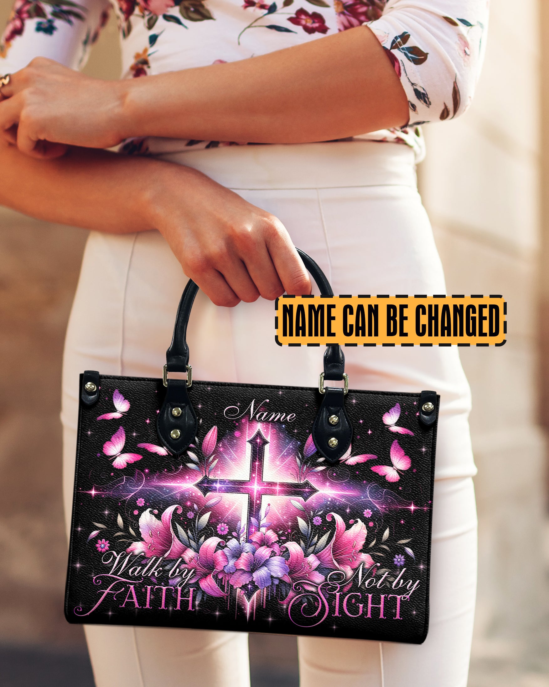 Walk By Faith Not By Sight Leather Handbag - Tytd3105243