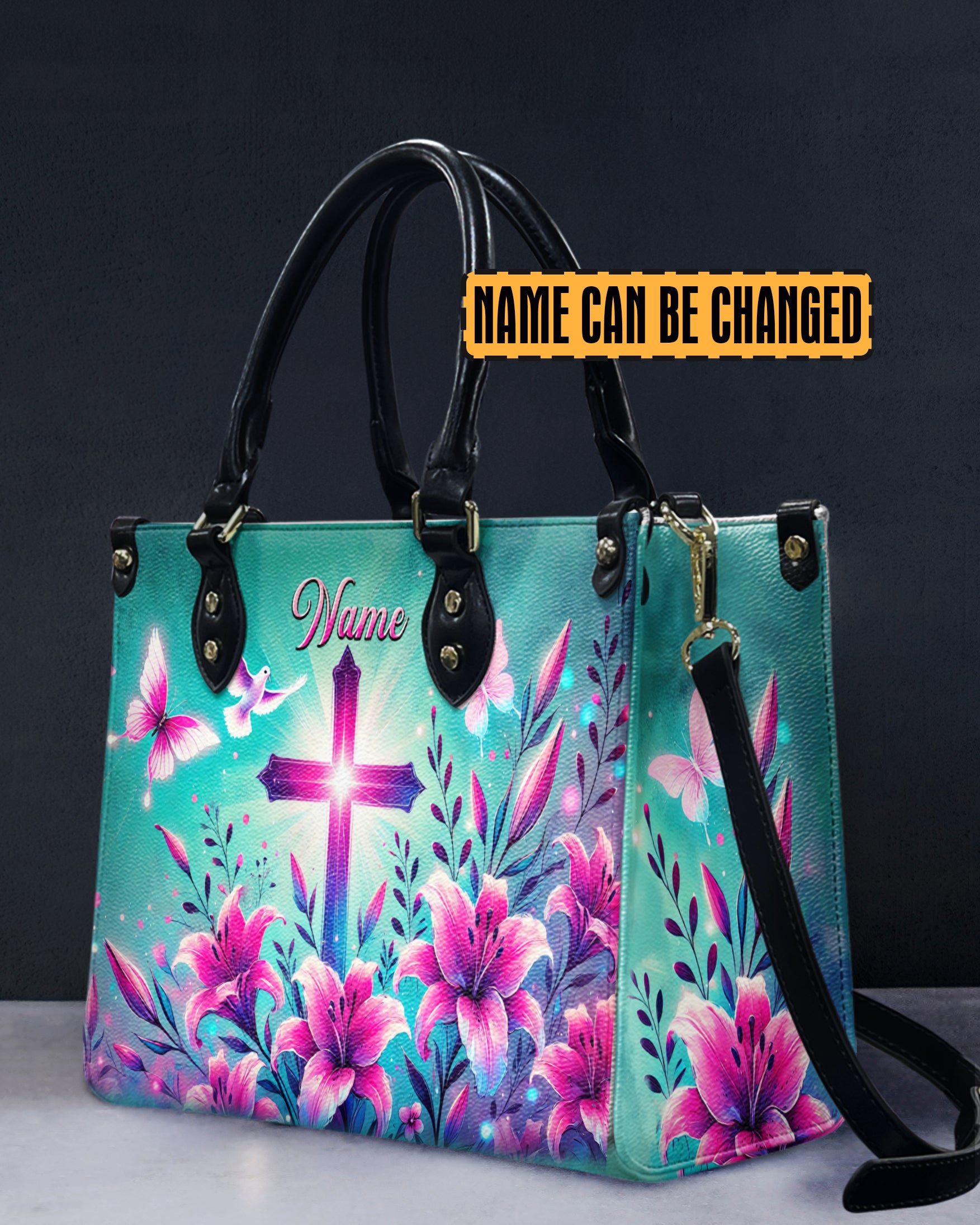 Cross And Lilies Leather Handbag - Tytd1107241