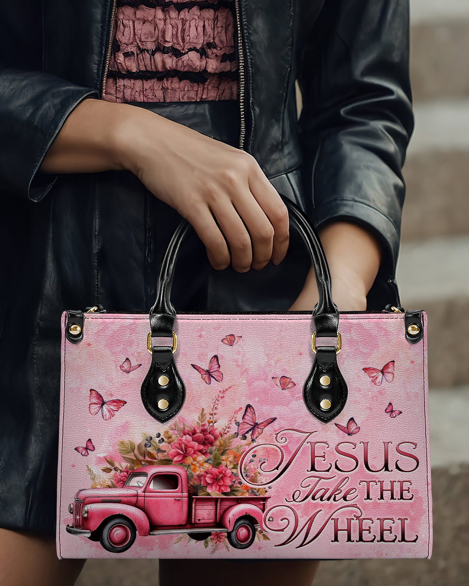 Jesus Take The Wheel Leather Handbag - Tytd2203243