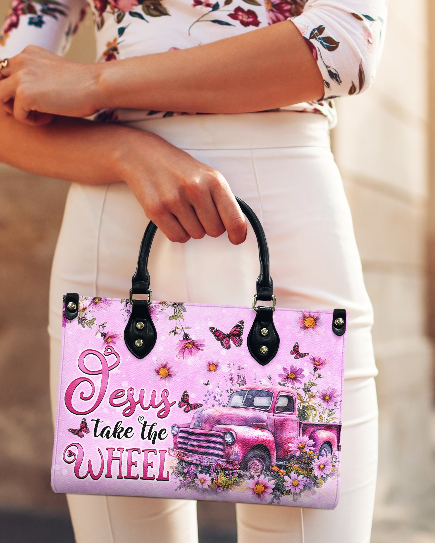 Jesus Take The Wheel Leather Handbag - Tytd0509243