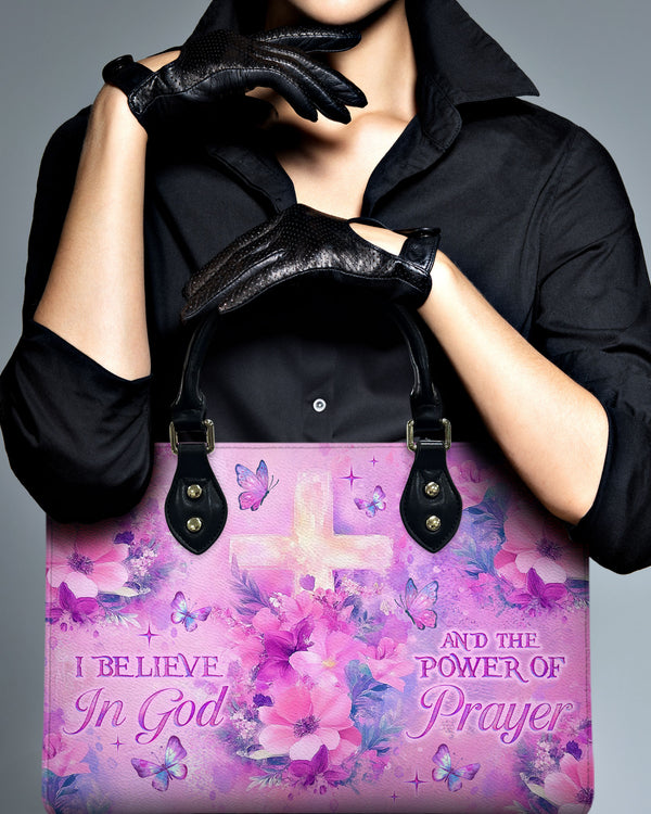 I Believe In God Flower Cross Leather Handbag - Tlno2012244