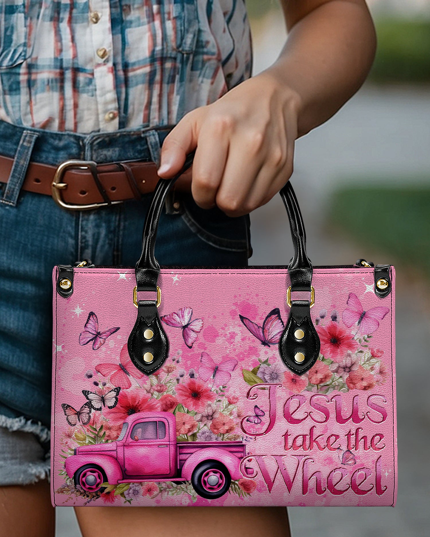 Jesus Take The Wheel Leather Handbag - Tytd2203242