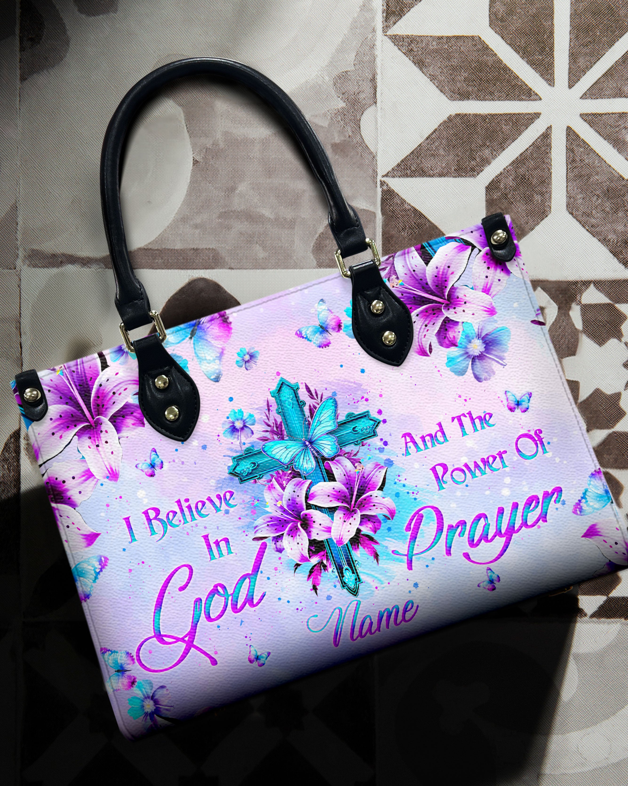 I Believe In God Leather Handbag - Yhln2203241