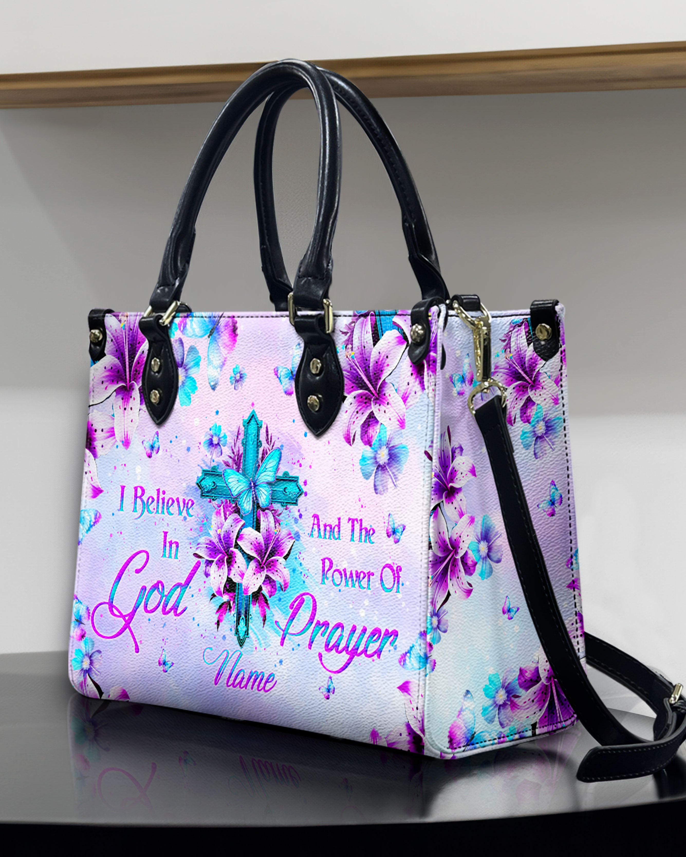 I Believe In God Leather Handbag - Yhln2203241