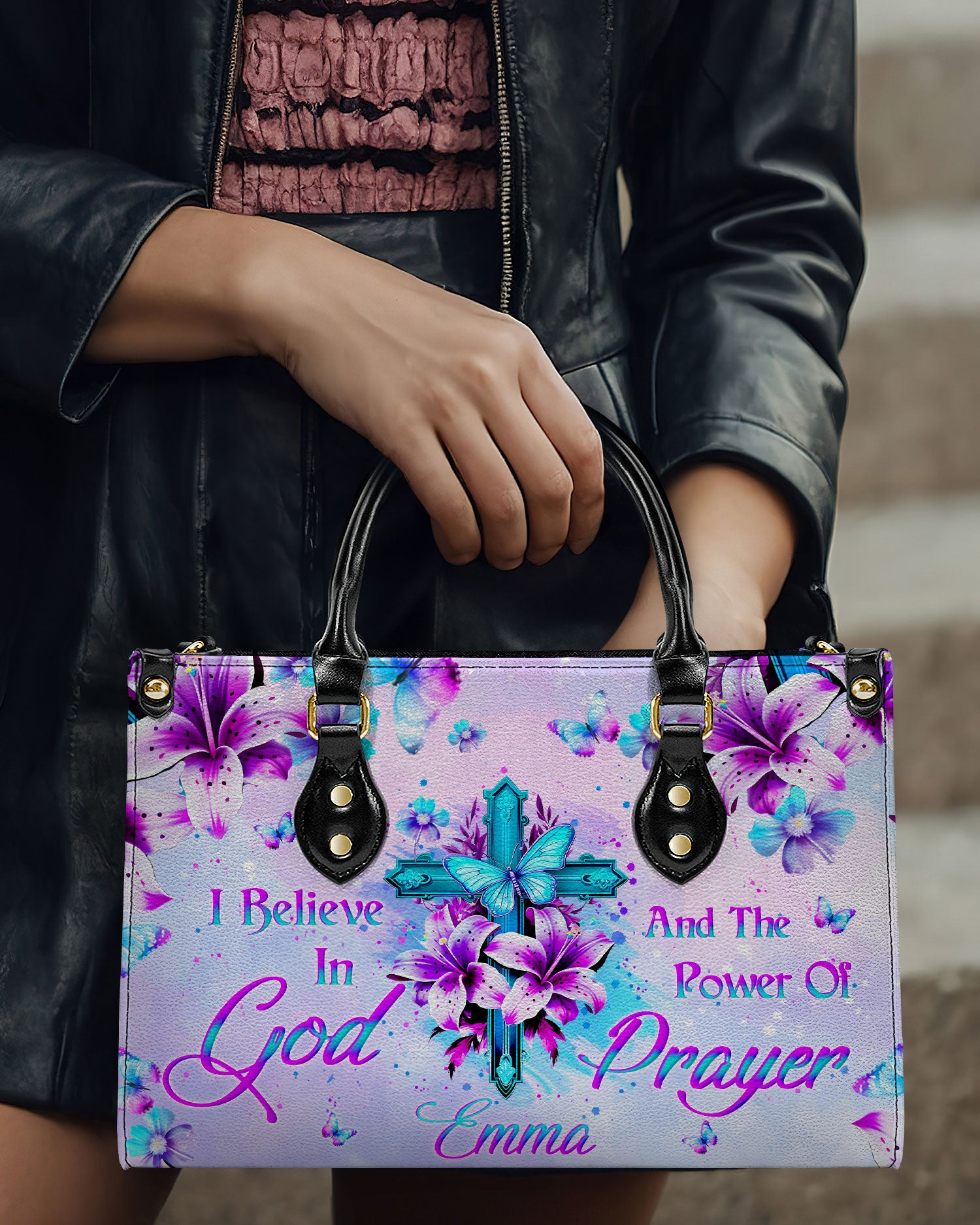 I Believe In God Leather Handbag - Yhln2203241