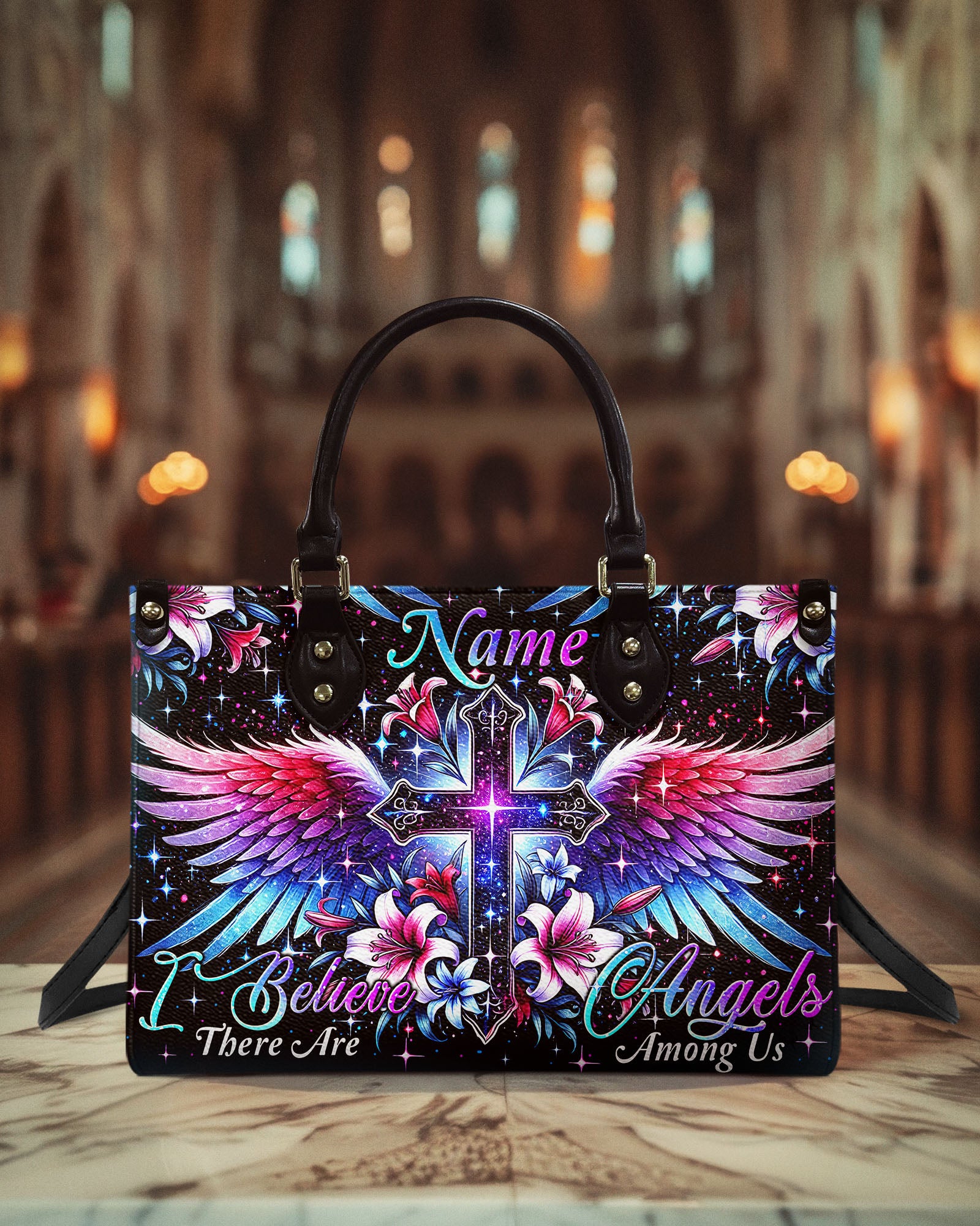 I Believe There Are Angels Among Us Leather Handbag - Tytm2202251