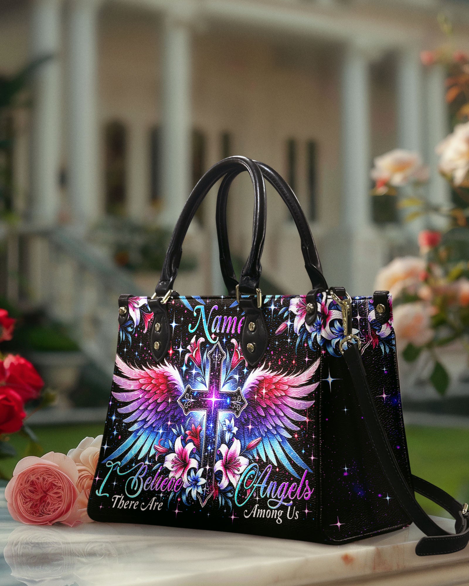 I Believe There Are Angels Among Us Leather Handbag - Tytm2202251