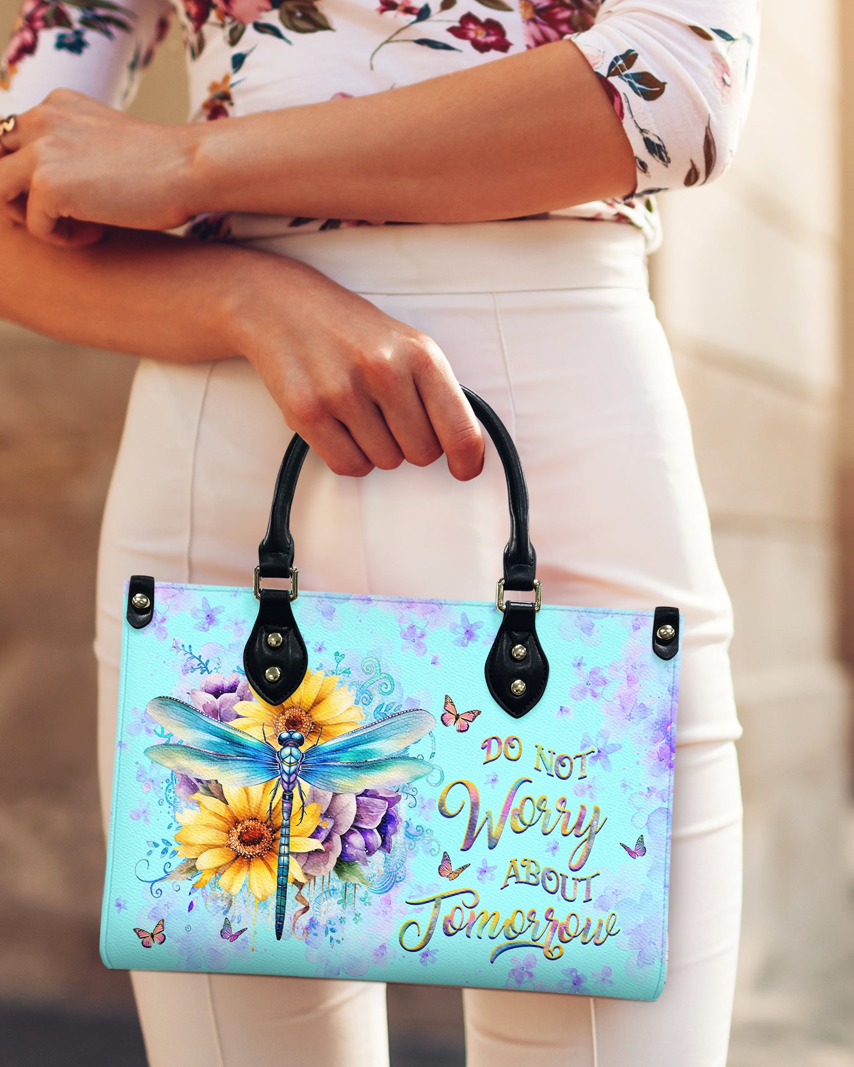 Do Not Worry About Tomorrow Leather Handbag - Yhhg2210244