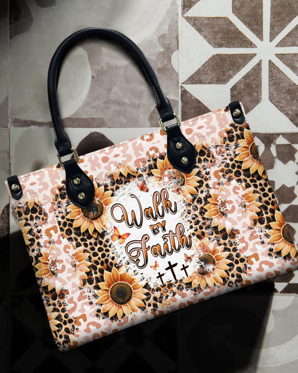 Walk By Faith Sunflower Leopard Leather Handbag - Tlpq2407241