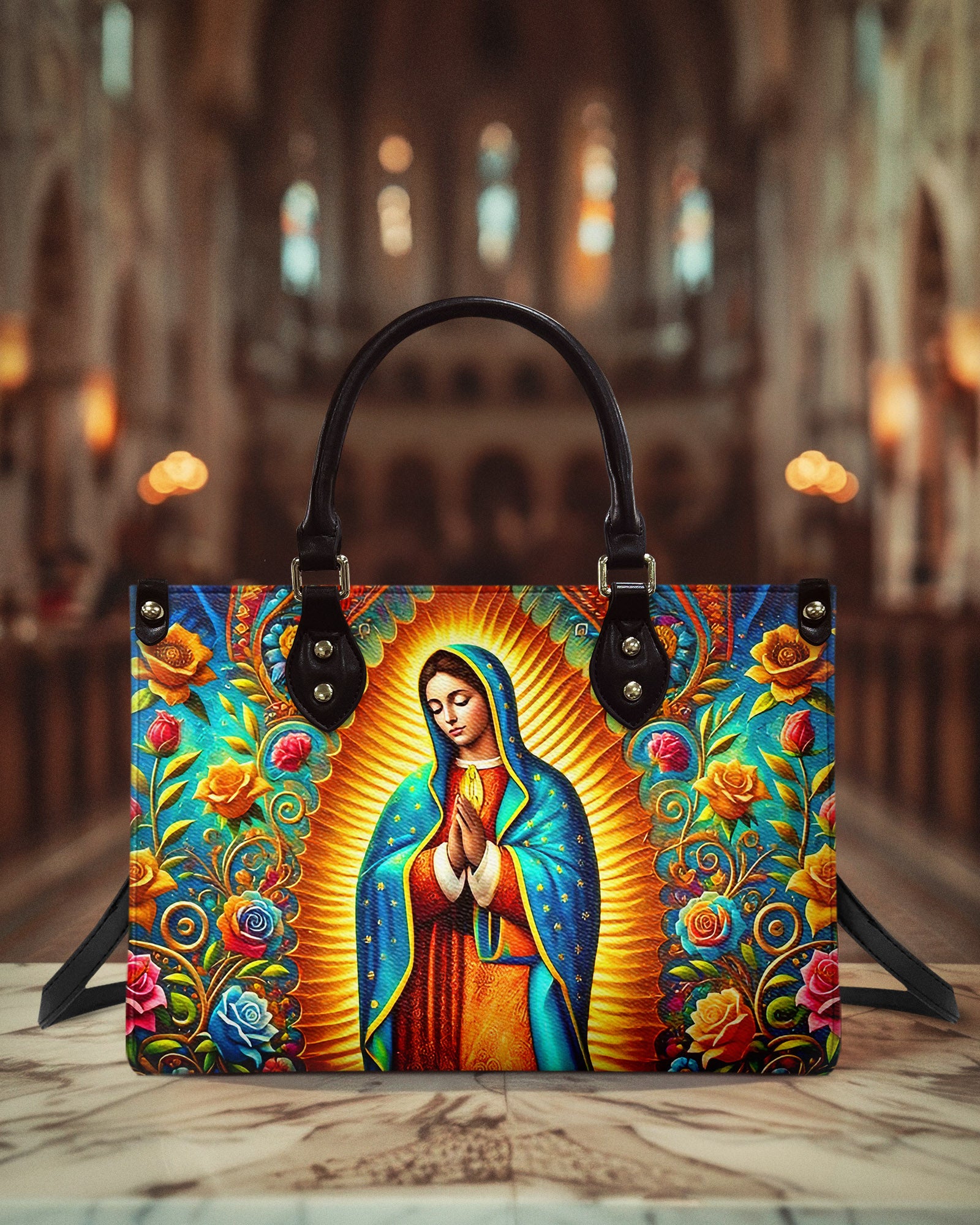 Mary Of Guadalupe Leather Handbag - Yhhn2602254