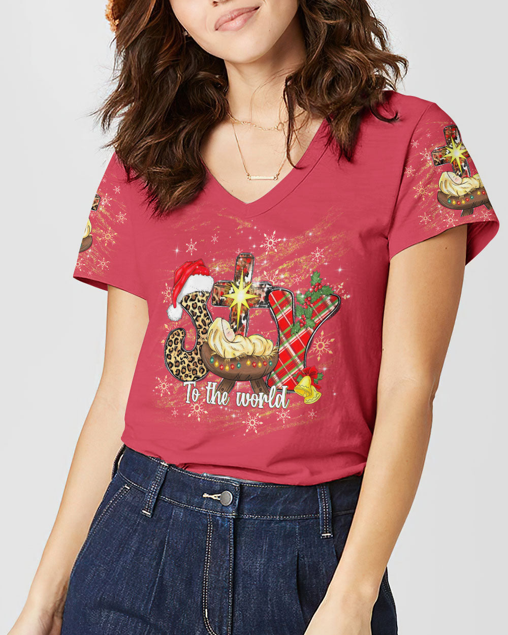 Joy To The World Jesus Christmas Women's All Over Print Shirt - Yhdu311234