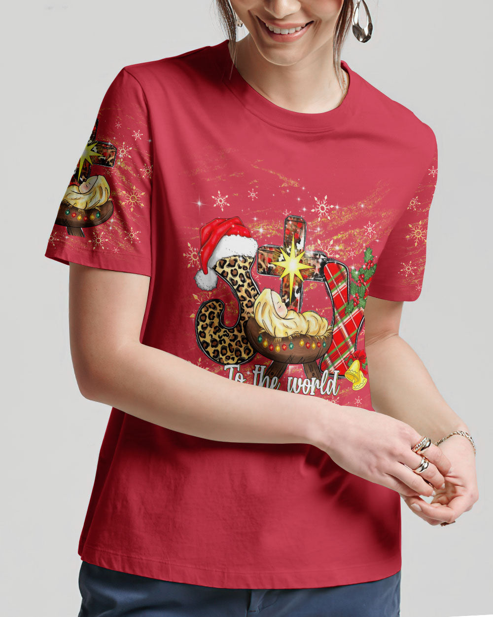 Joy To The World Jesus Christmas Women's All Over Print Shirt - Yhdu311234