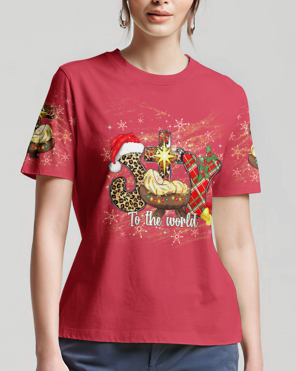 Joy To The World Jesus Christmas Women's All Over Print Shirt - Yhdu311234