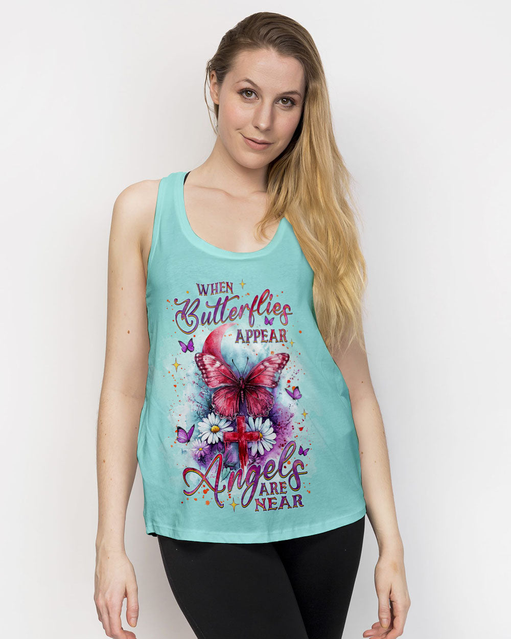 When Butterflies Appear Angels Are Near Women's All Over Print Shirt - Tlnz0712243