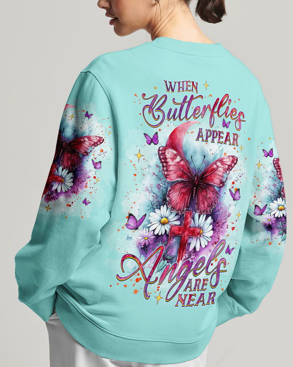 When Butterflies Appear Angels Are Near Women's All Over Print Shirt - Tlnz0712243