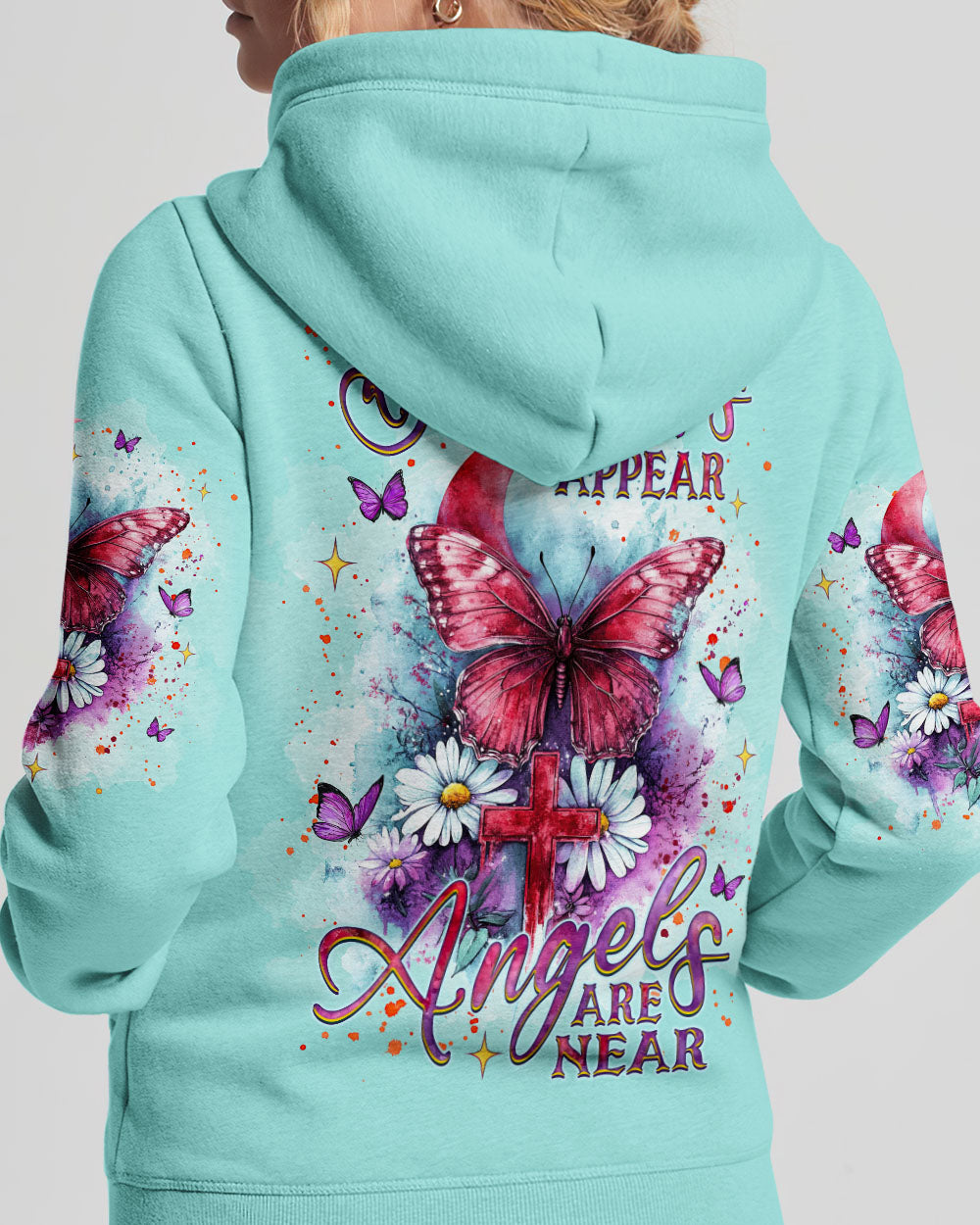 When Butterflies Appear Angels Are Near Women's All Over Print Shirt - Tlnz0712243