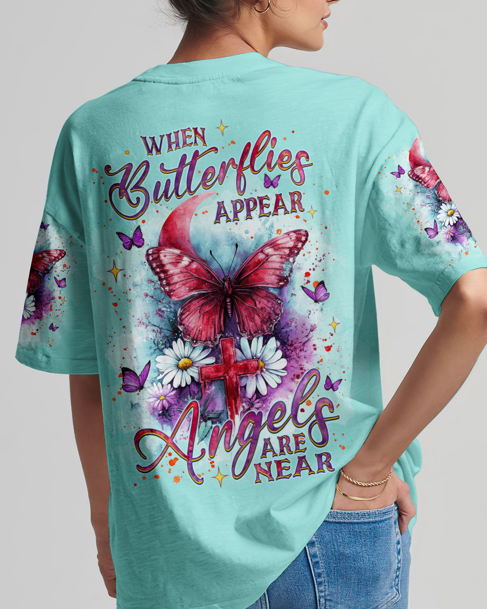 When Butterflies Appear Angels Are Near Women's All Over Print Shirt - Tlnz0712243