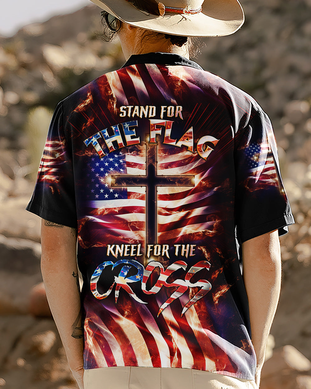 Stand For The Flag Kneel For The Cross Hawaiian Shirt - Tlno0308234