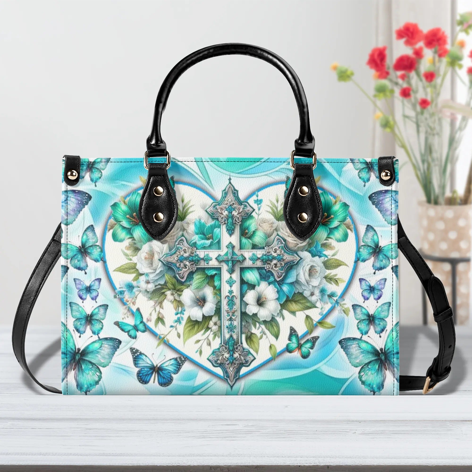 Cross Butterflies Leather Handbag - Yhdu2805244