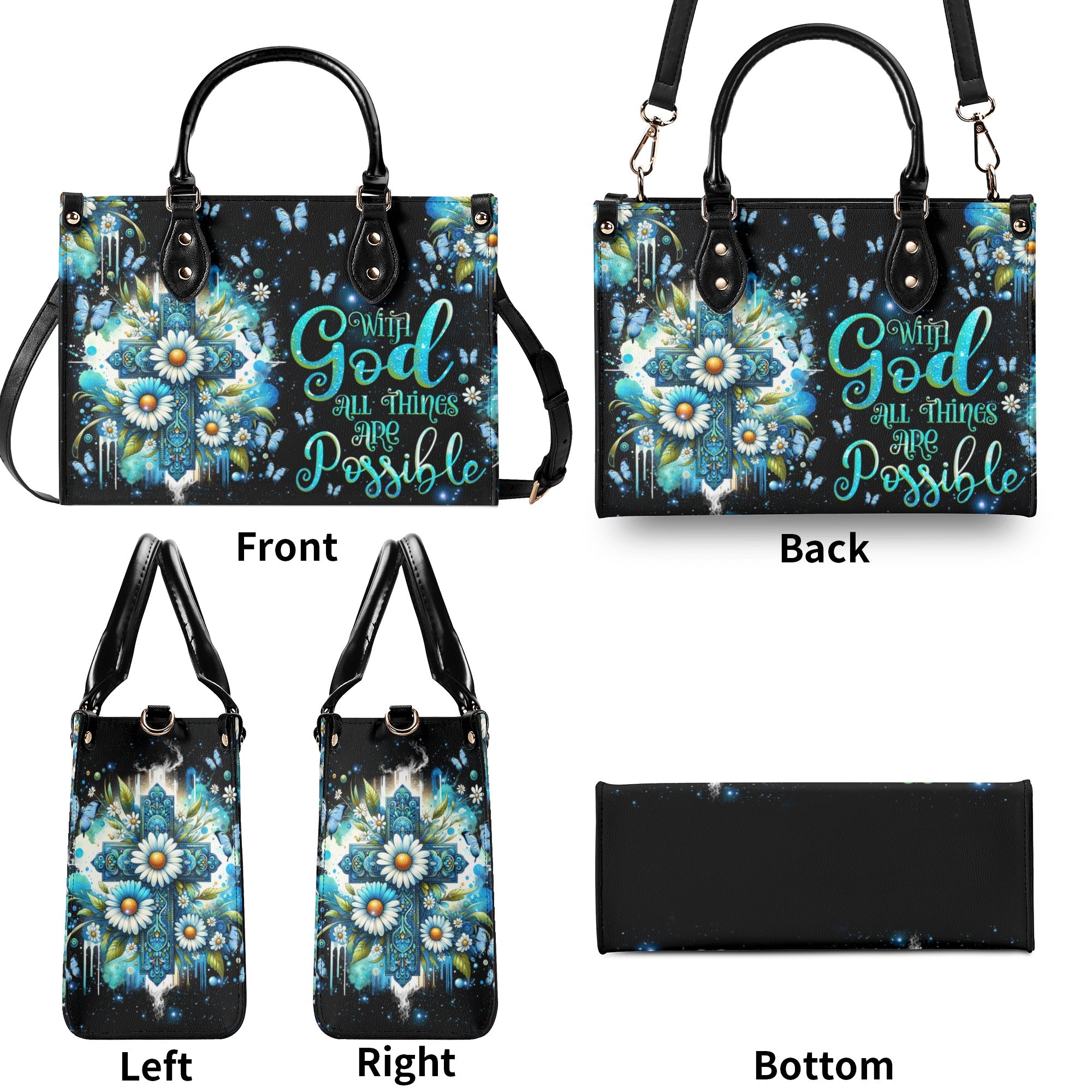 With God All Things Are Possible Leather Handbag -  Tlnz0510241