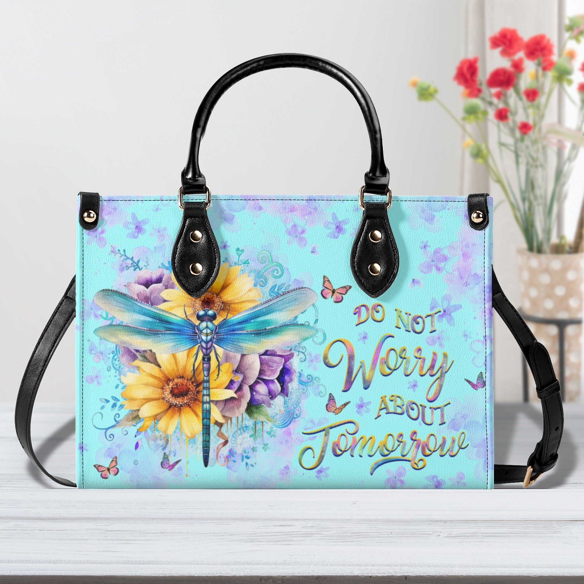 Do Not Worry About Tomorrow Leather Handbag - Yhhg2210244