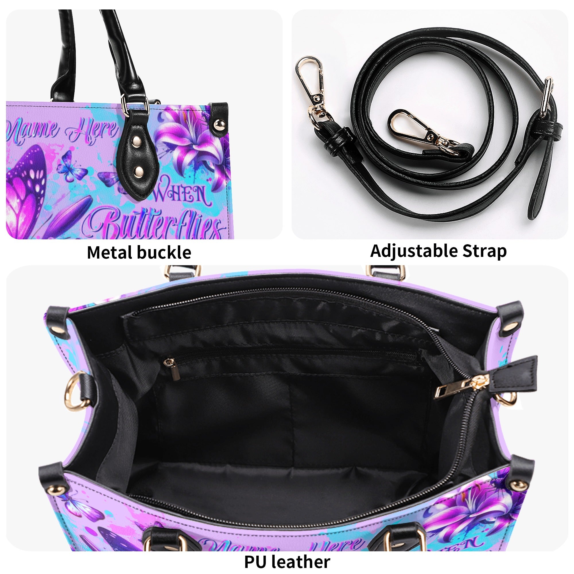 When Butterflies Appear Angels Are Near  Leather Handbag  - Tltw3012241