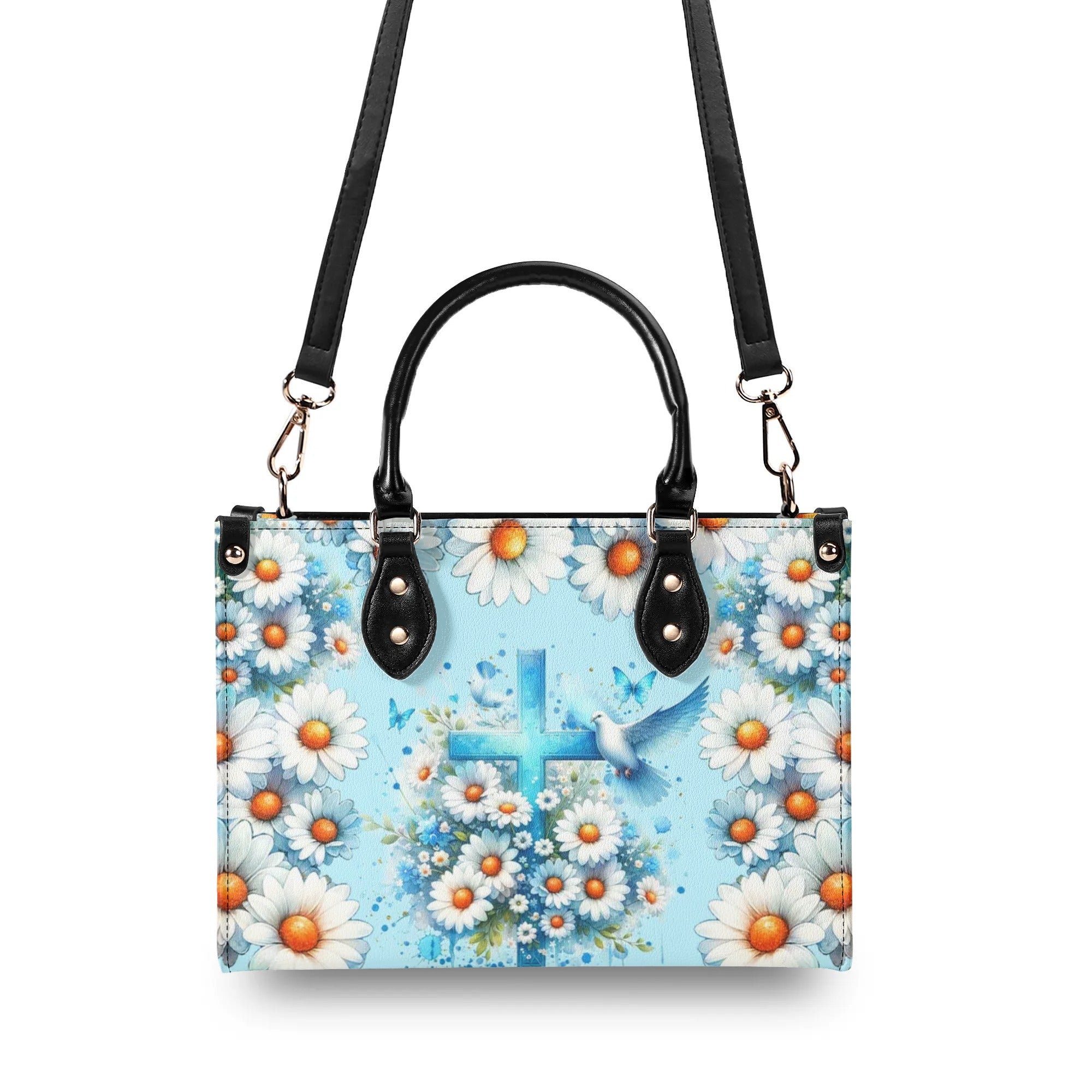 Cross Daisies Leather Handbag - Tlnt1107244