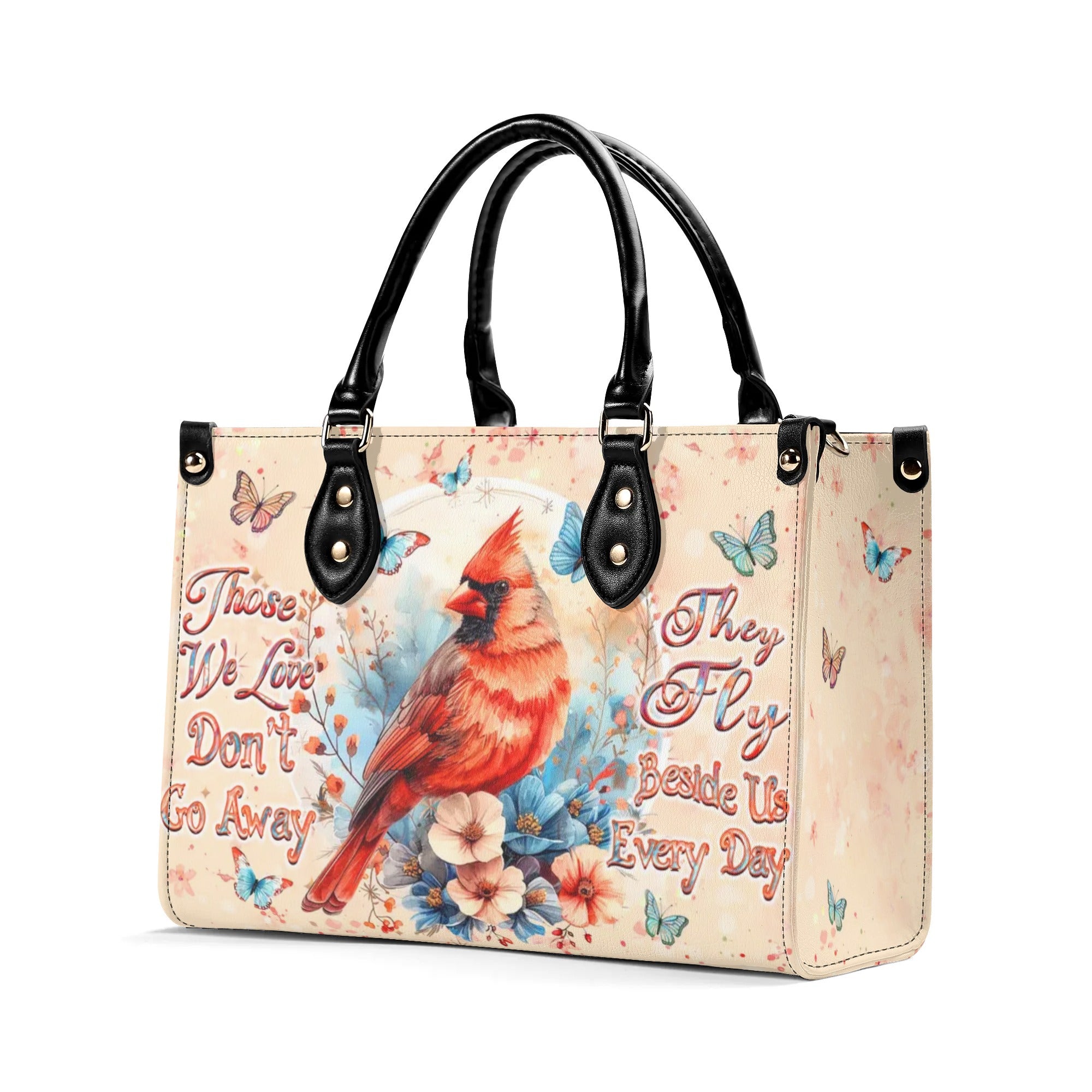 Those We Love Don't Go Away Cardinal Leather Handbag - Yhhn1109245