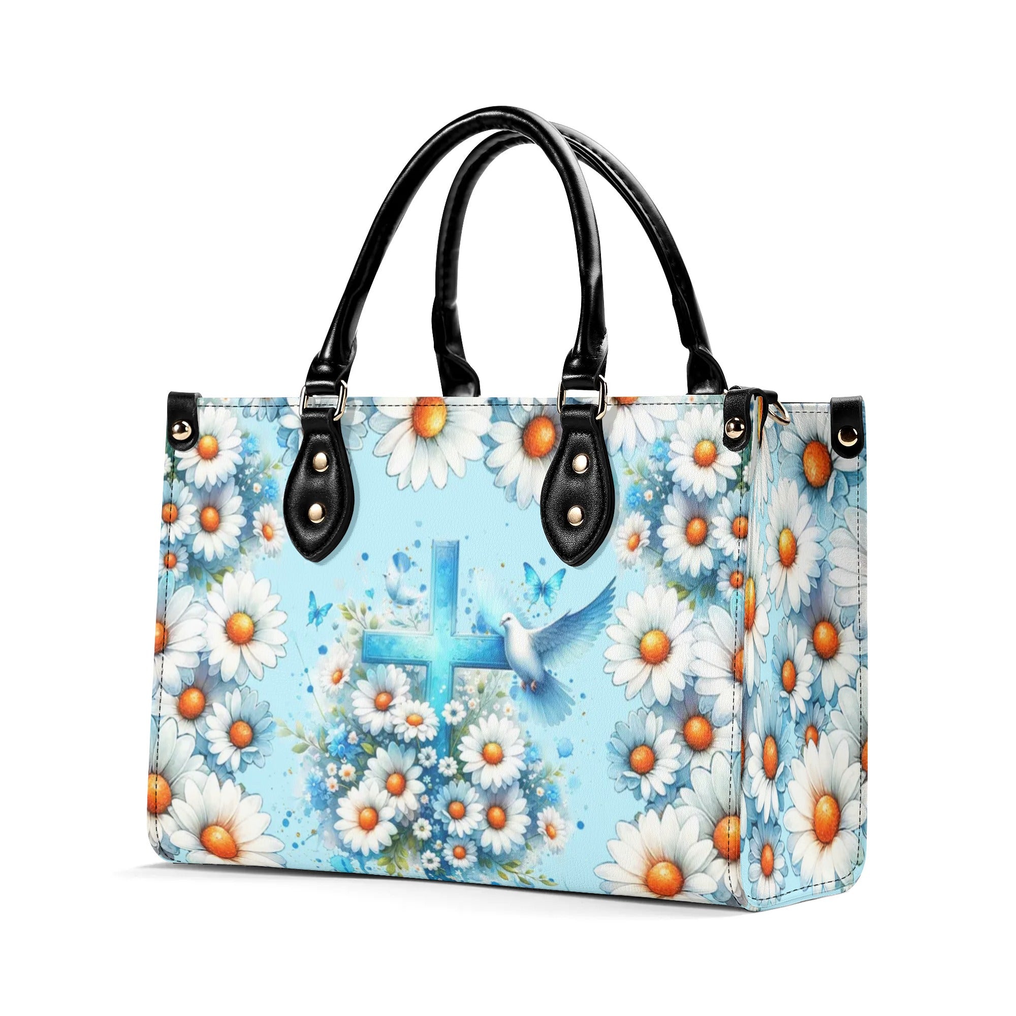 Cross Daisies Leather Handbag - Tlnt1107244