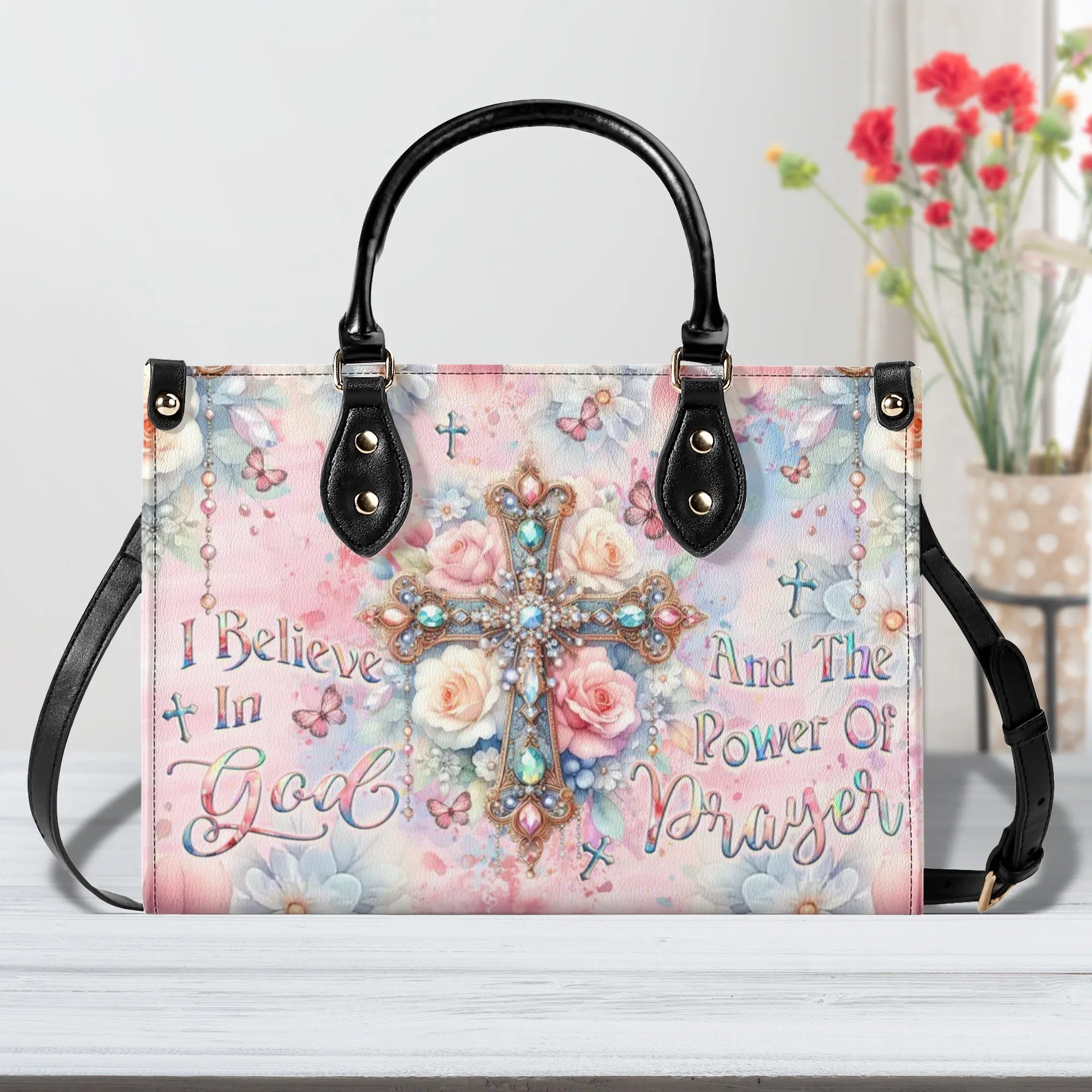 I Believe In God Leather Handbag - Yhlt2608244