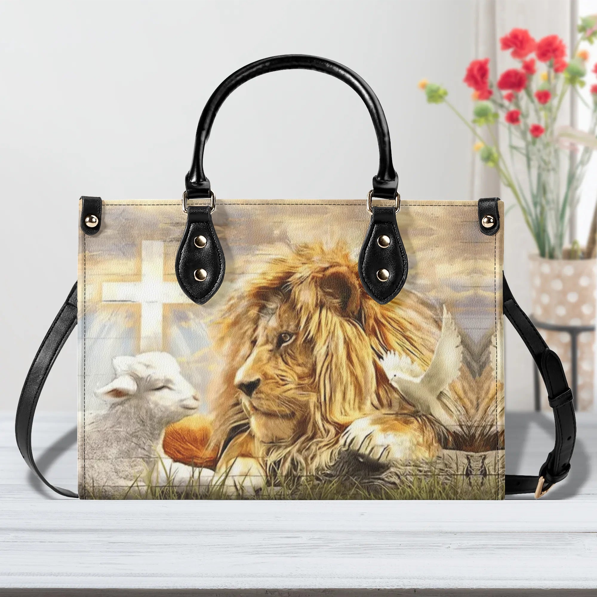 Lion Cross Lamb Leather Handbag - Yhdu3008244