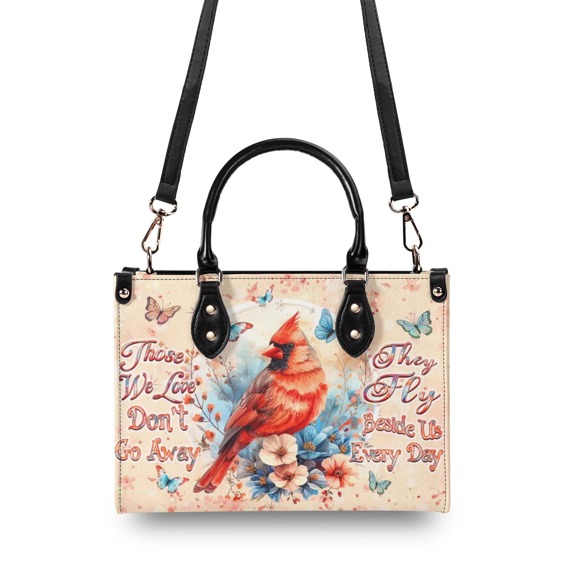 Those We Love Don't Go Away Cardinal Leather Handbag - Yhhn1109245