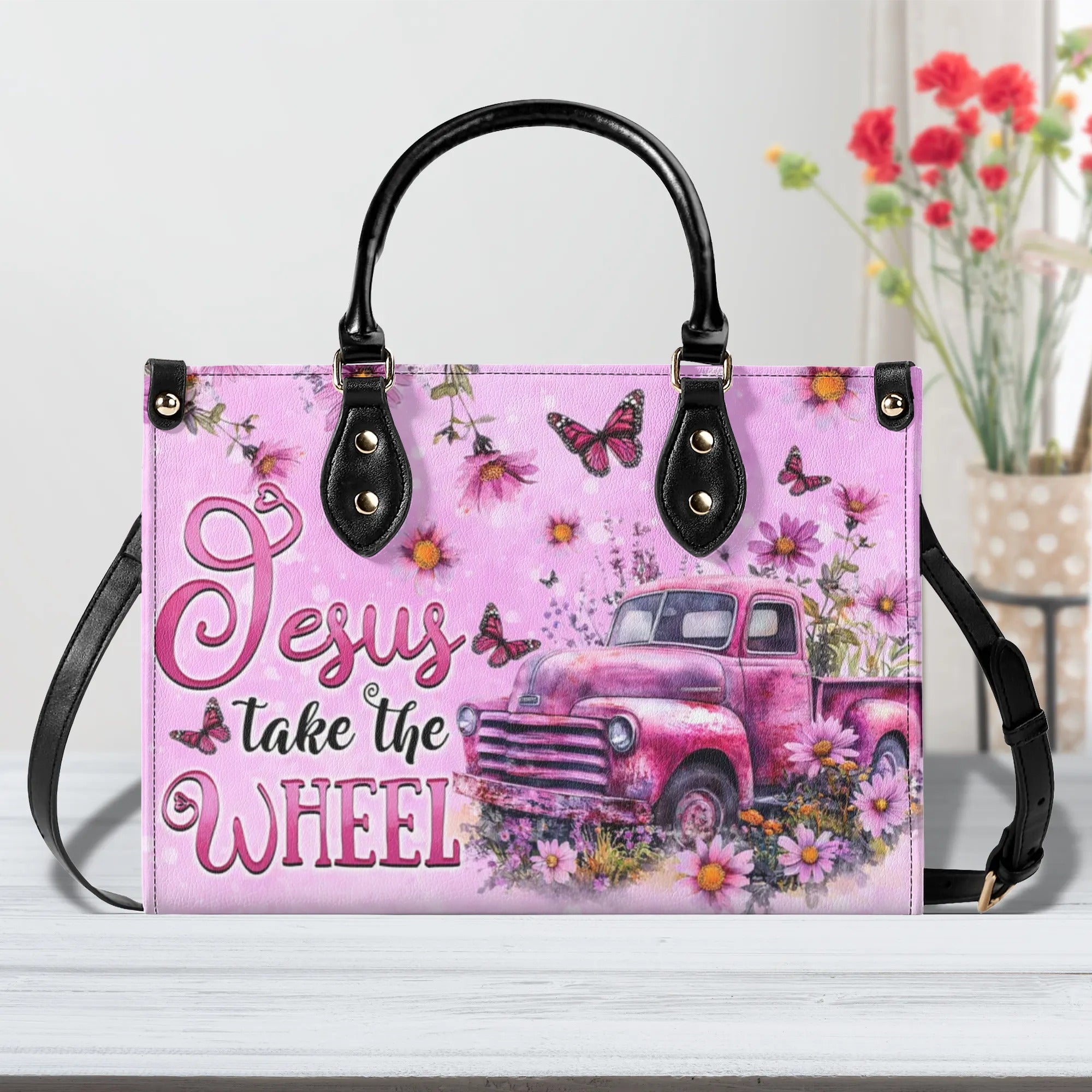 Jesus Take The Wheel Leather Handbag - Tytd0509243