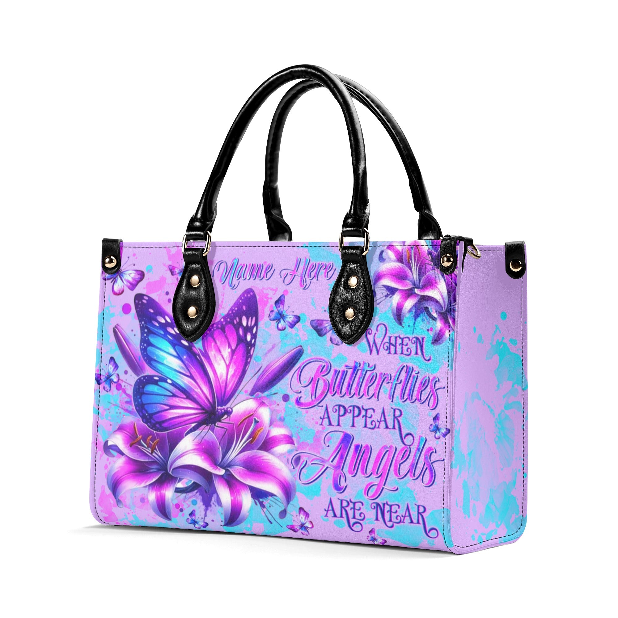 When Butterflies Appear Angels Are Near  Leather Handbag  - Tltw3012241