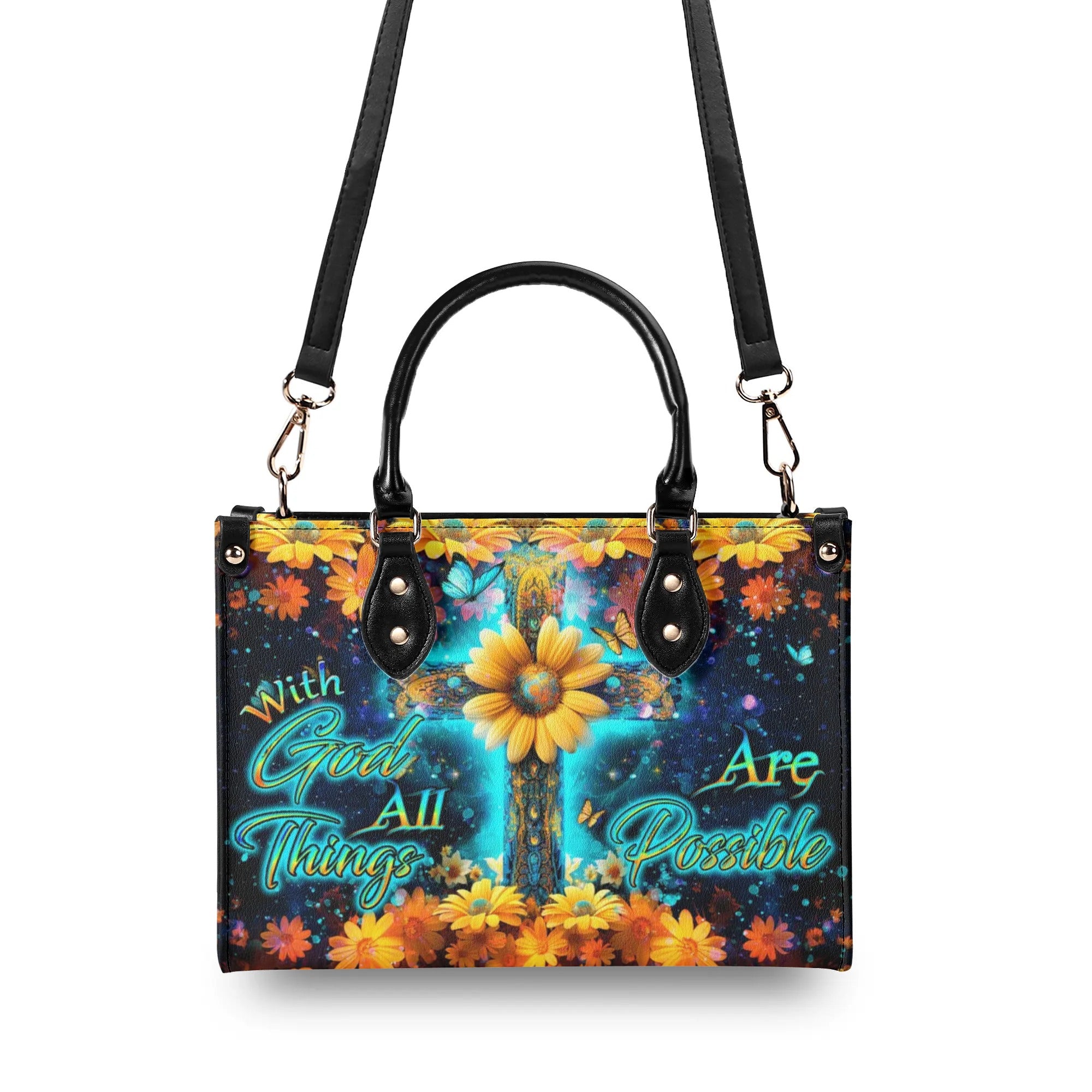 With God All Things Are Possible Leather Handbag - Yhdu2308244