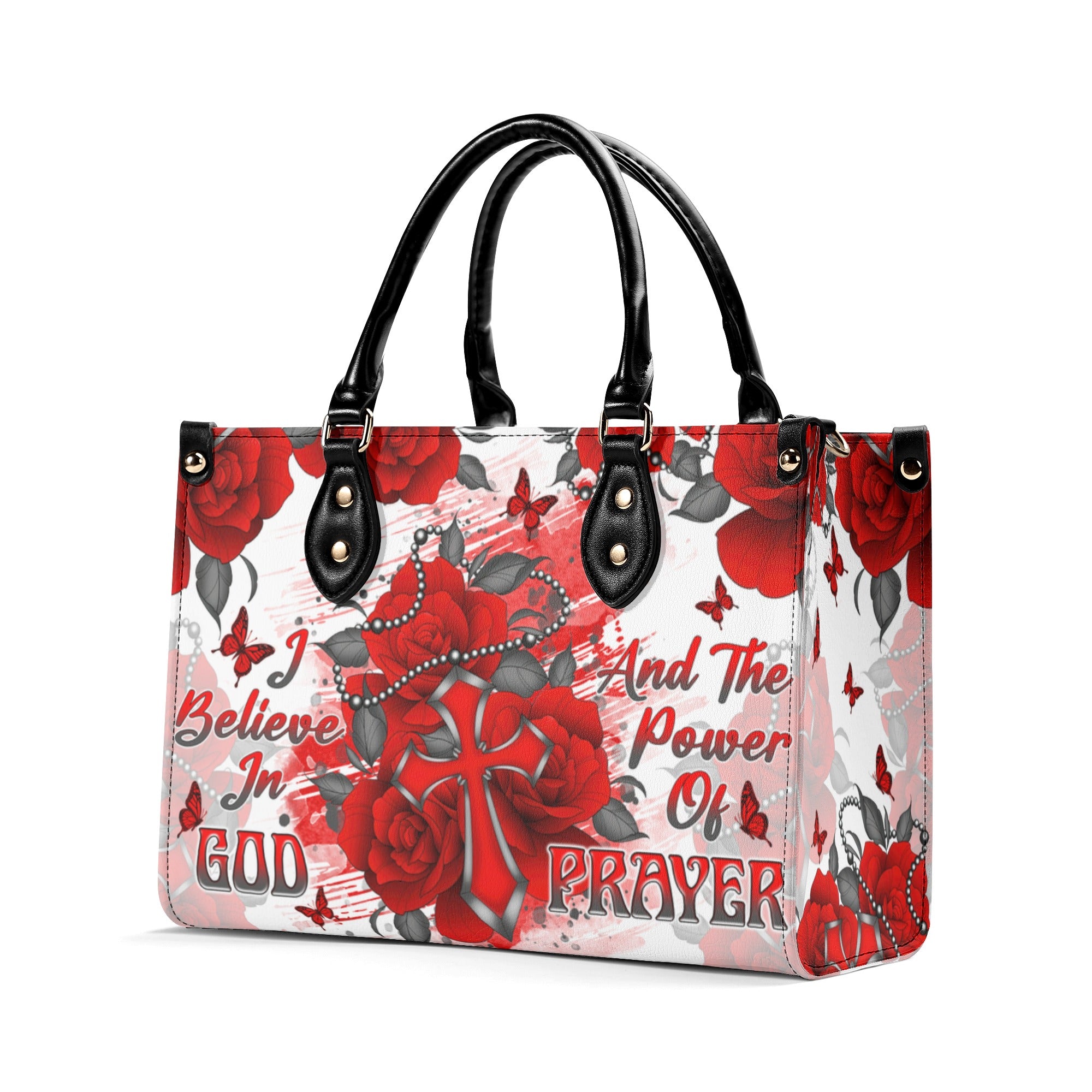 I Believe In God Rose Cross  Leather Handbag  - Tlnt2012244