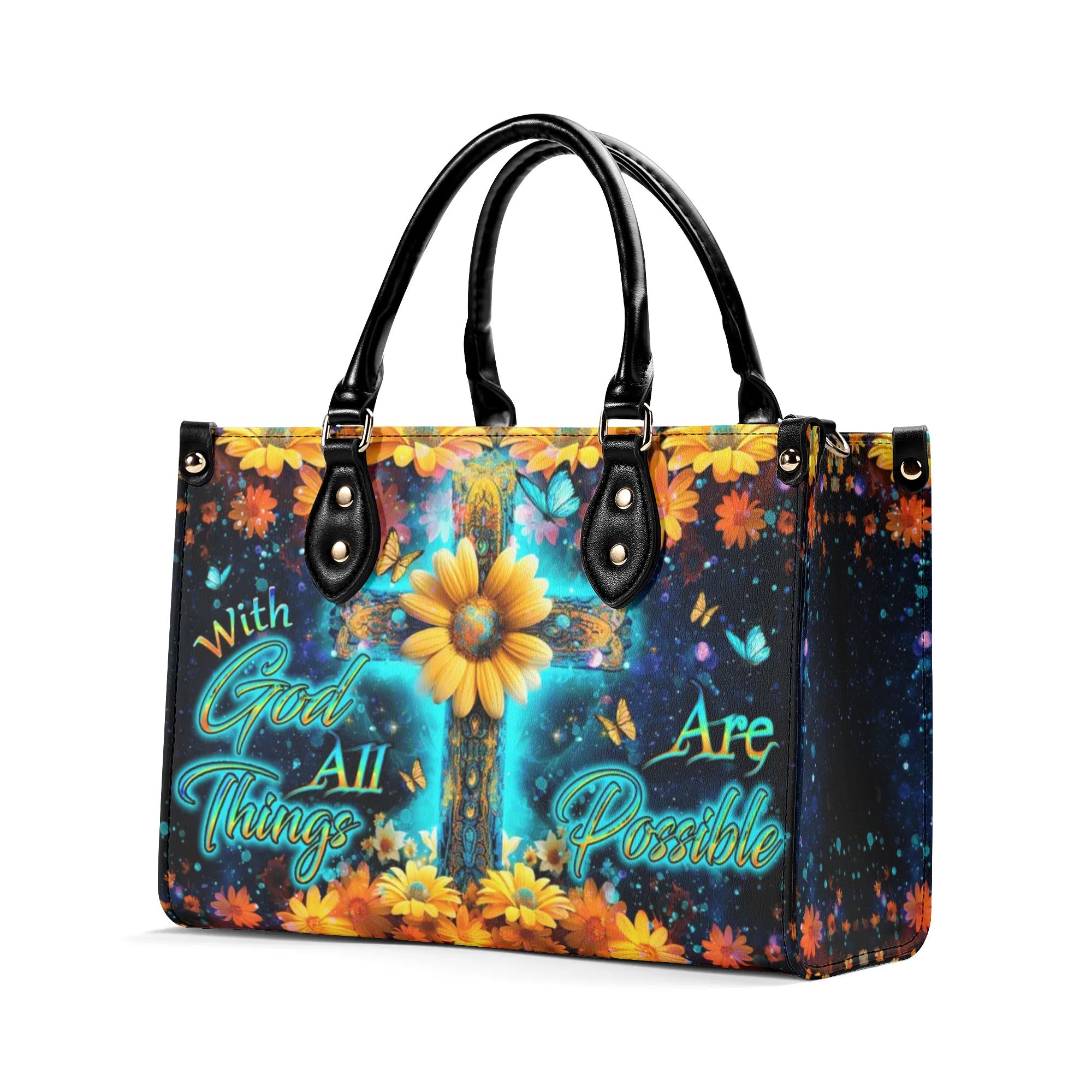 With God All Things Are Possible Leather Handbag - Yhdu2308244