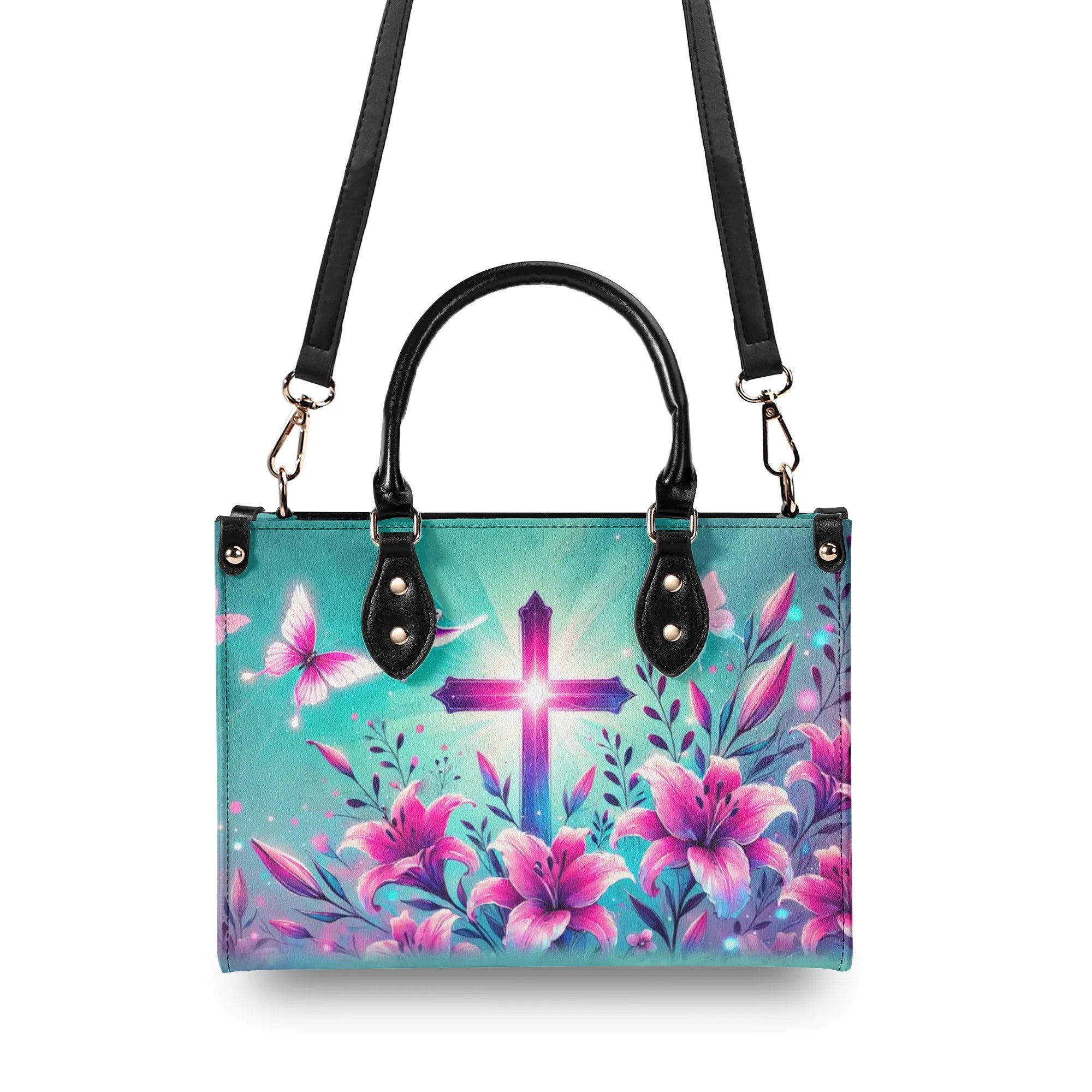 Cross And Lilies Leather Handbag - Tytd1107241