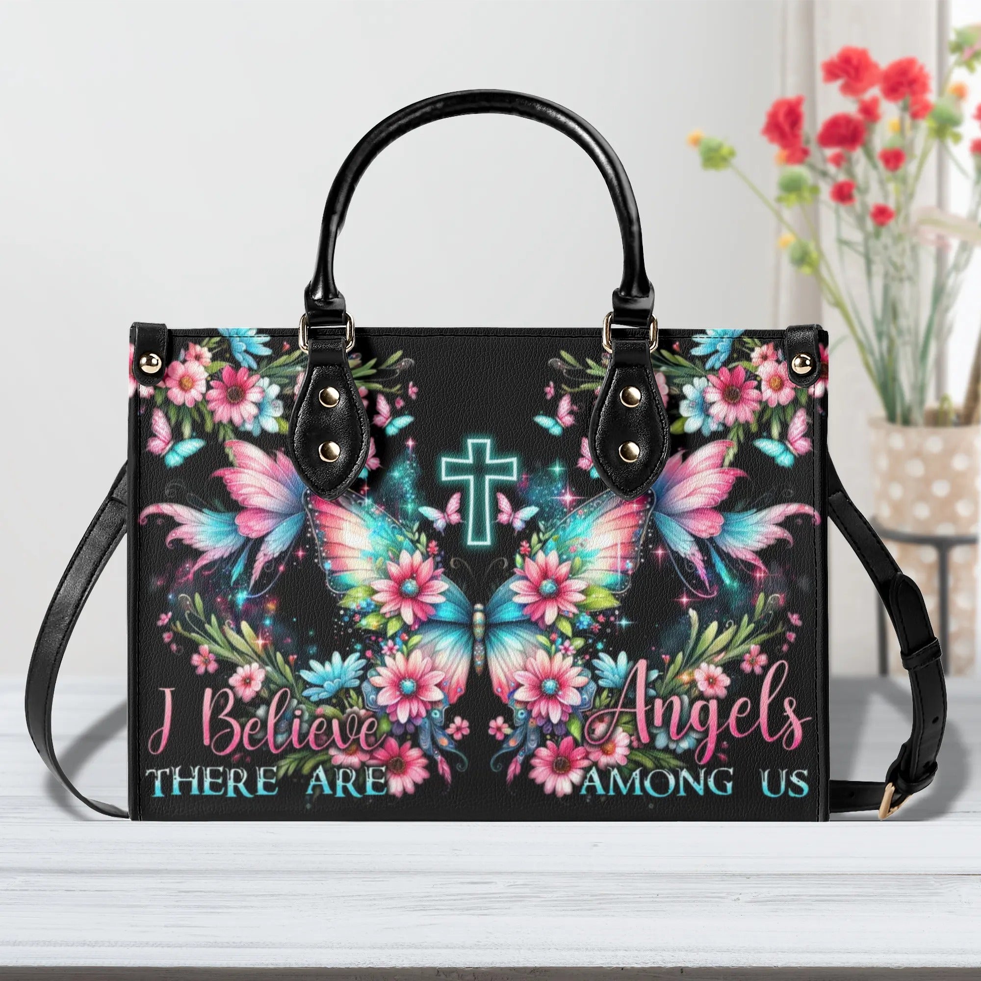 I Believe There Are Angels Among Us Leather Handbag - Tytd1006244