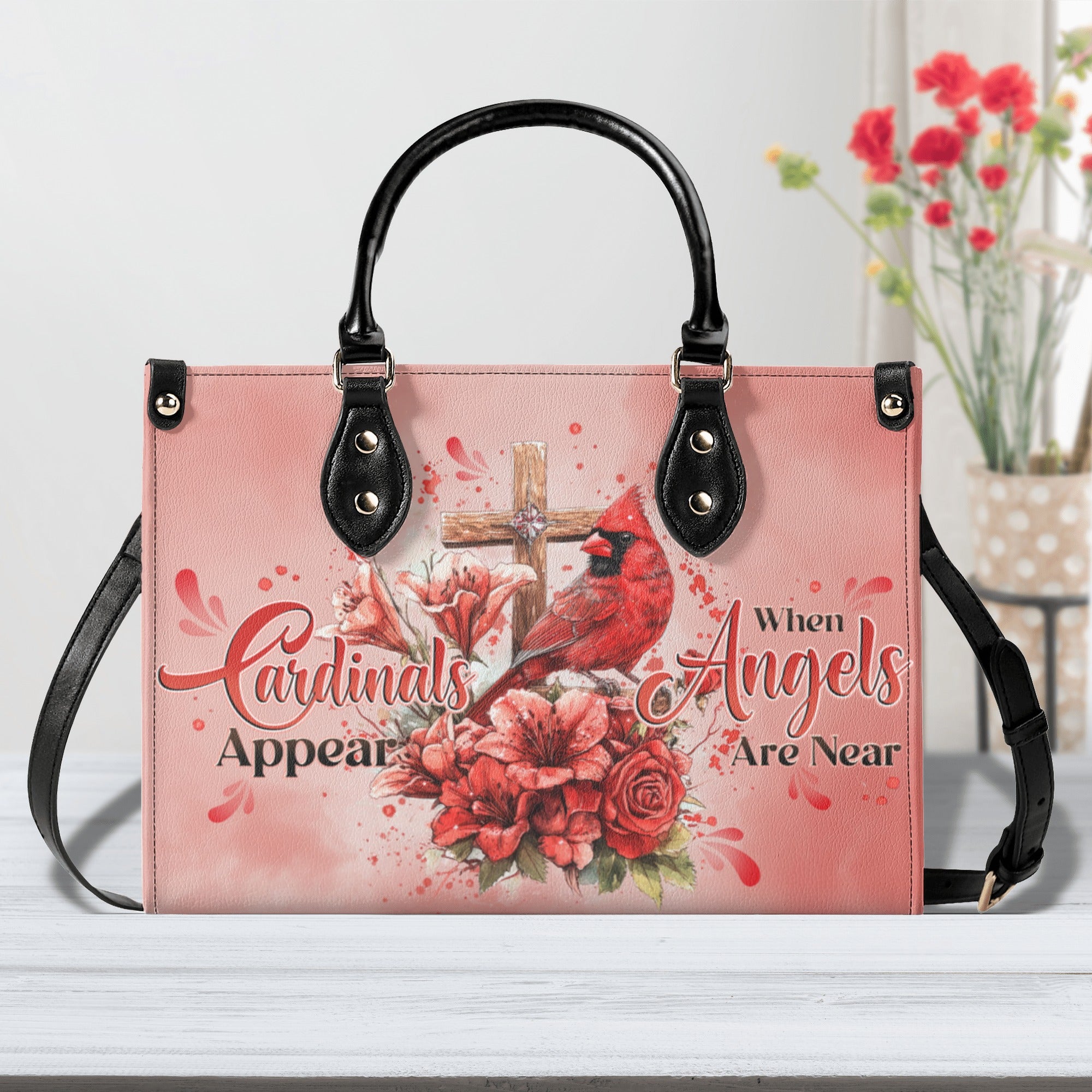 Personalized When Cardinals Appear Angels Are Near Leather Handbag - Tytd3112242