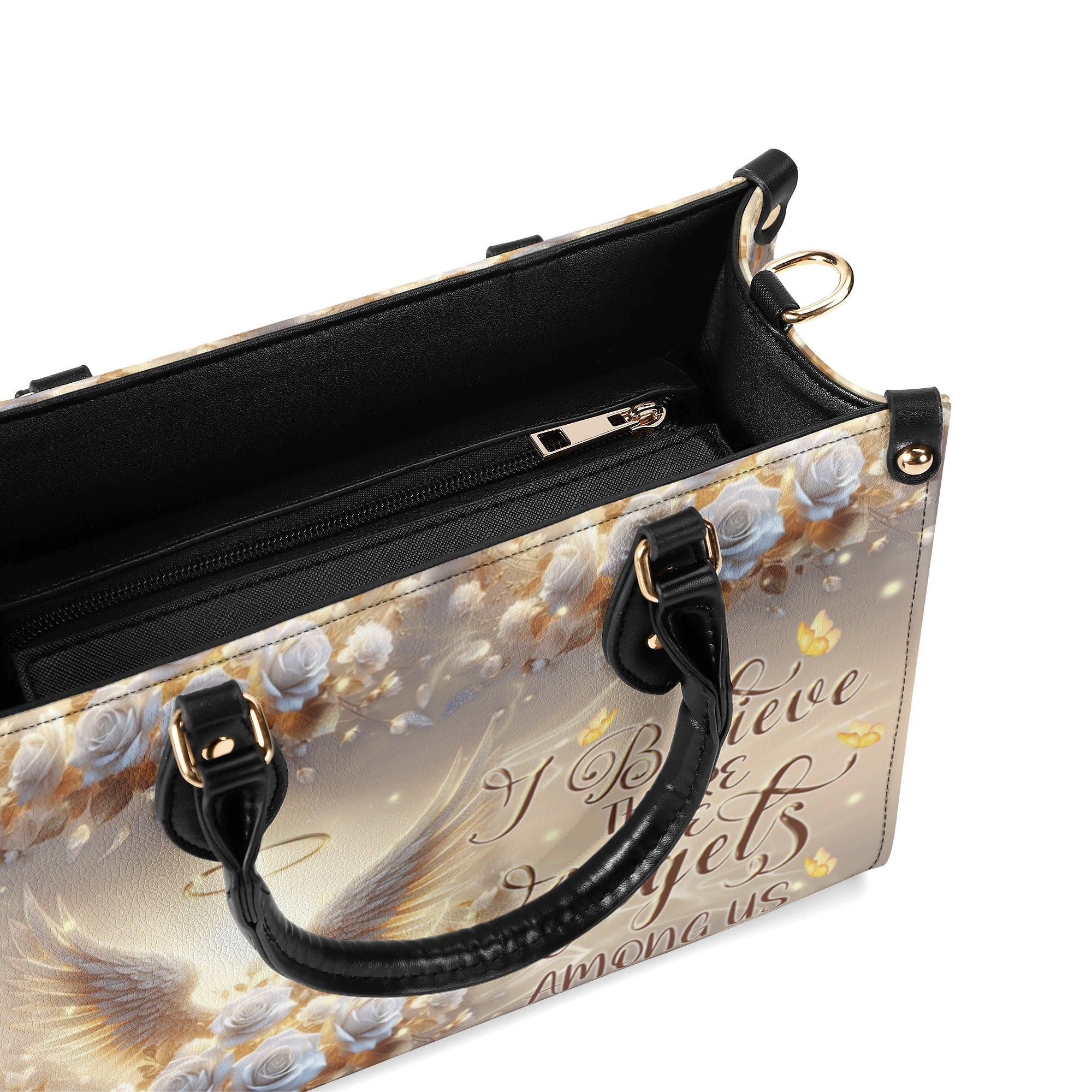 I Believe There Are Angels Among Us Leather Handbag -  Tlnt3110245