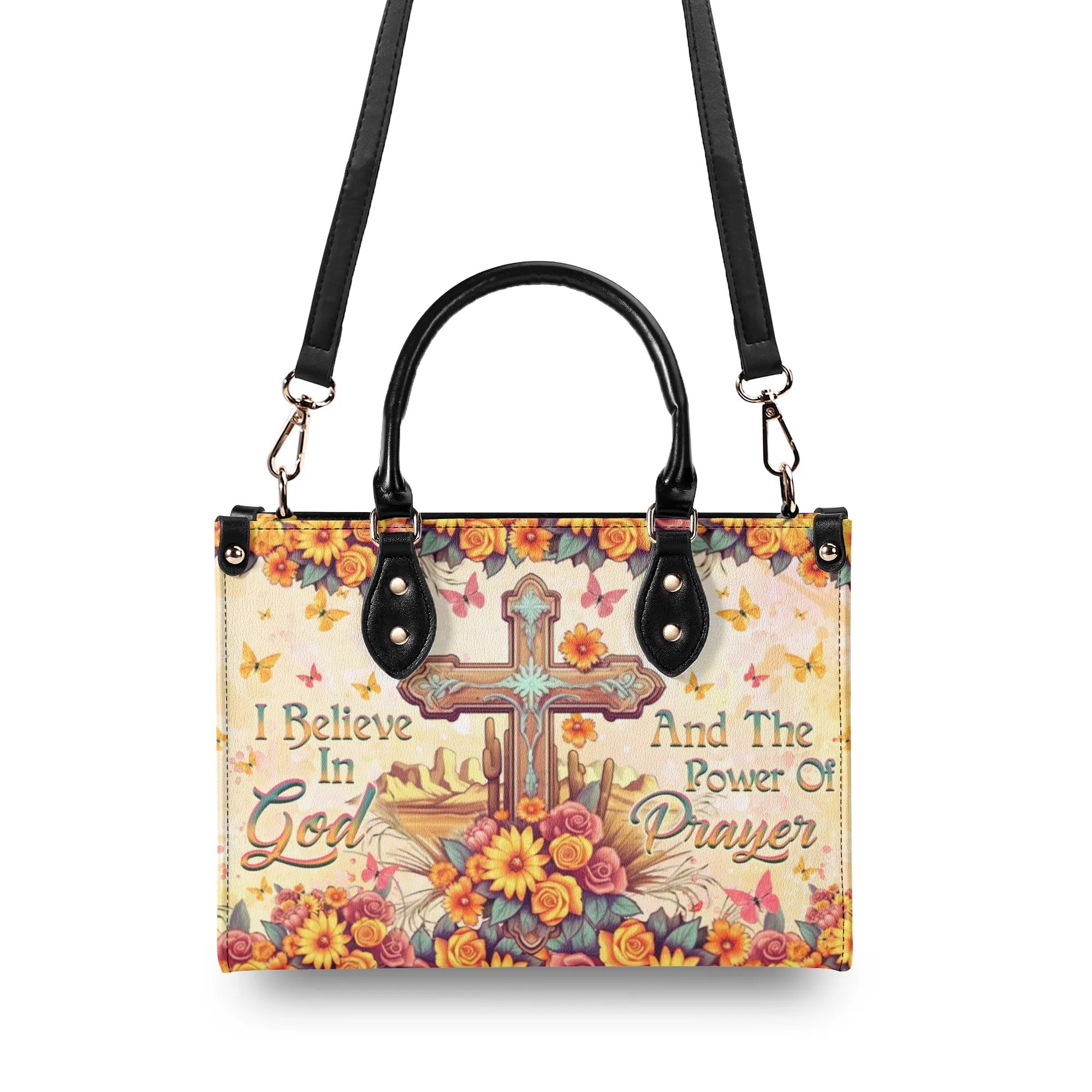 I Believe In God Leather Handbag - Yhhg1306244