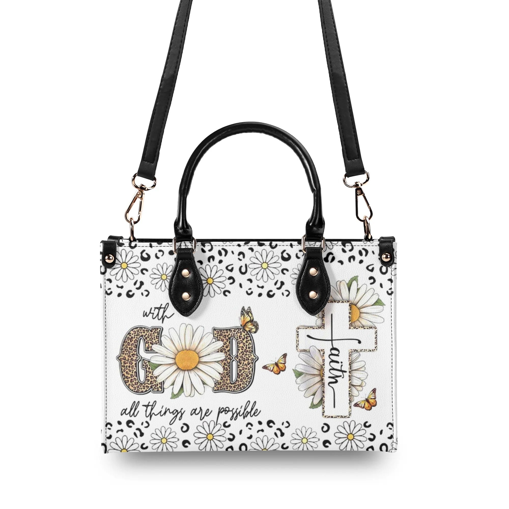 With God All Things Are Possible Leather Handbag - Yhdu1106244