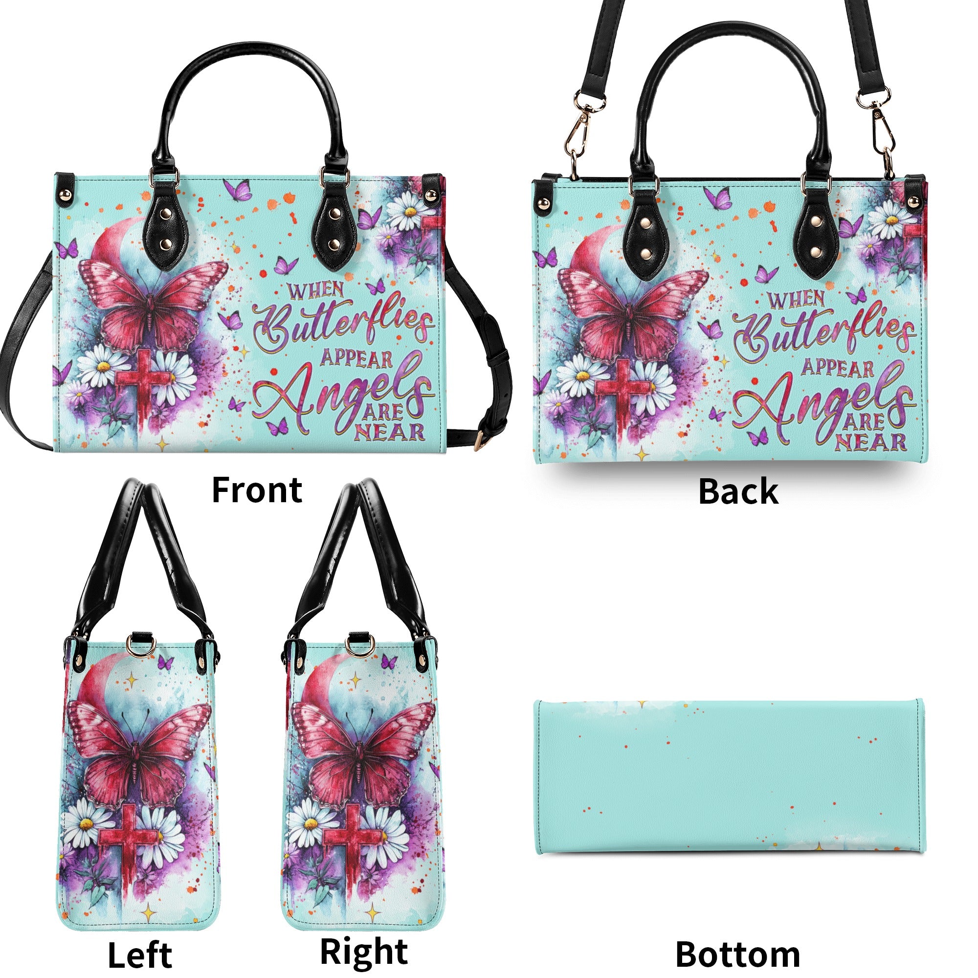 When Butterflies Appear Angels Are Near Leather Handbag  - Tlnz2112241