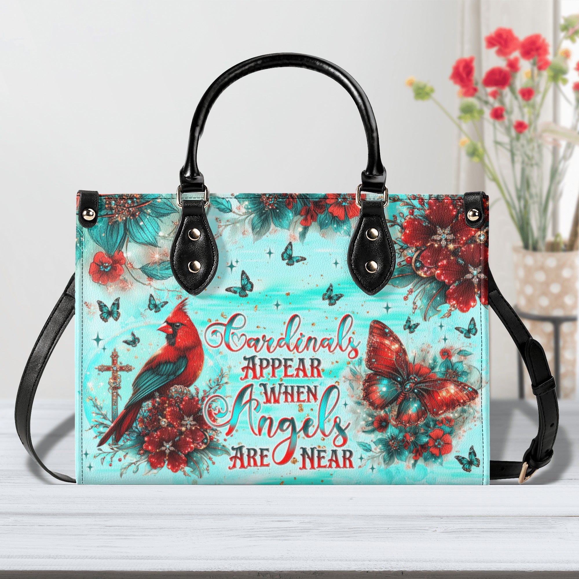 When Cardinals Appear Angels Are Near Leather Handbag  - Tlnt1212242