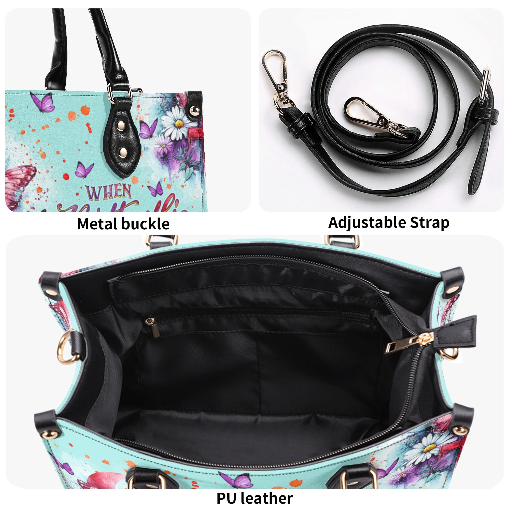 When Butterflies Appear Angels Are Near Leather Handbag  - Tlnz2112241