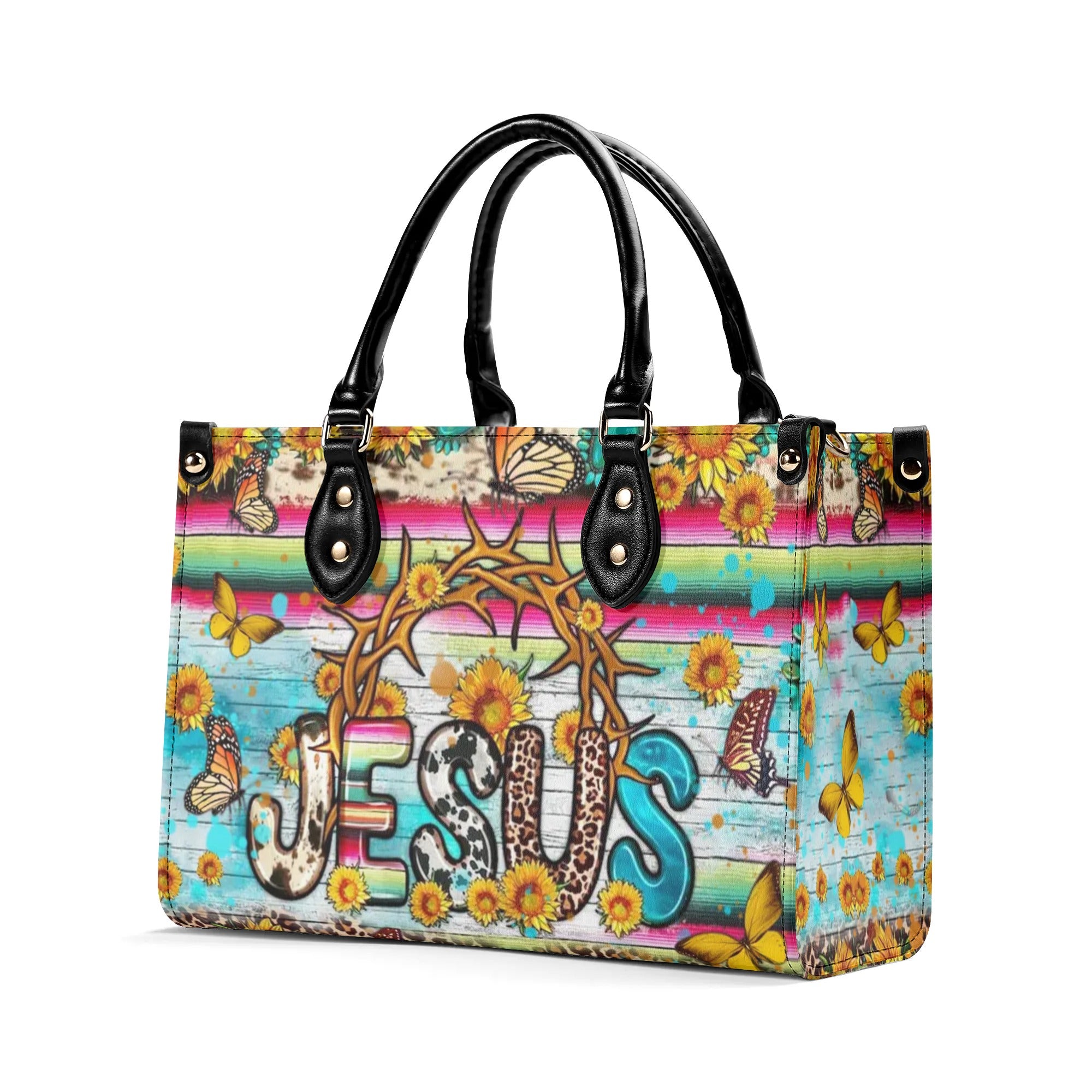 Jesus Sunflower Gemstone Leather Handbag - Yhhn0107244