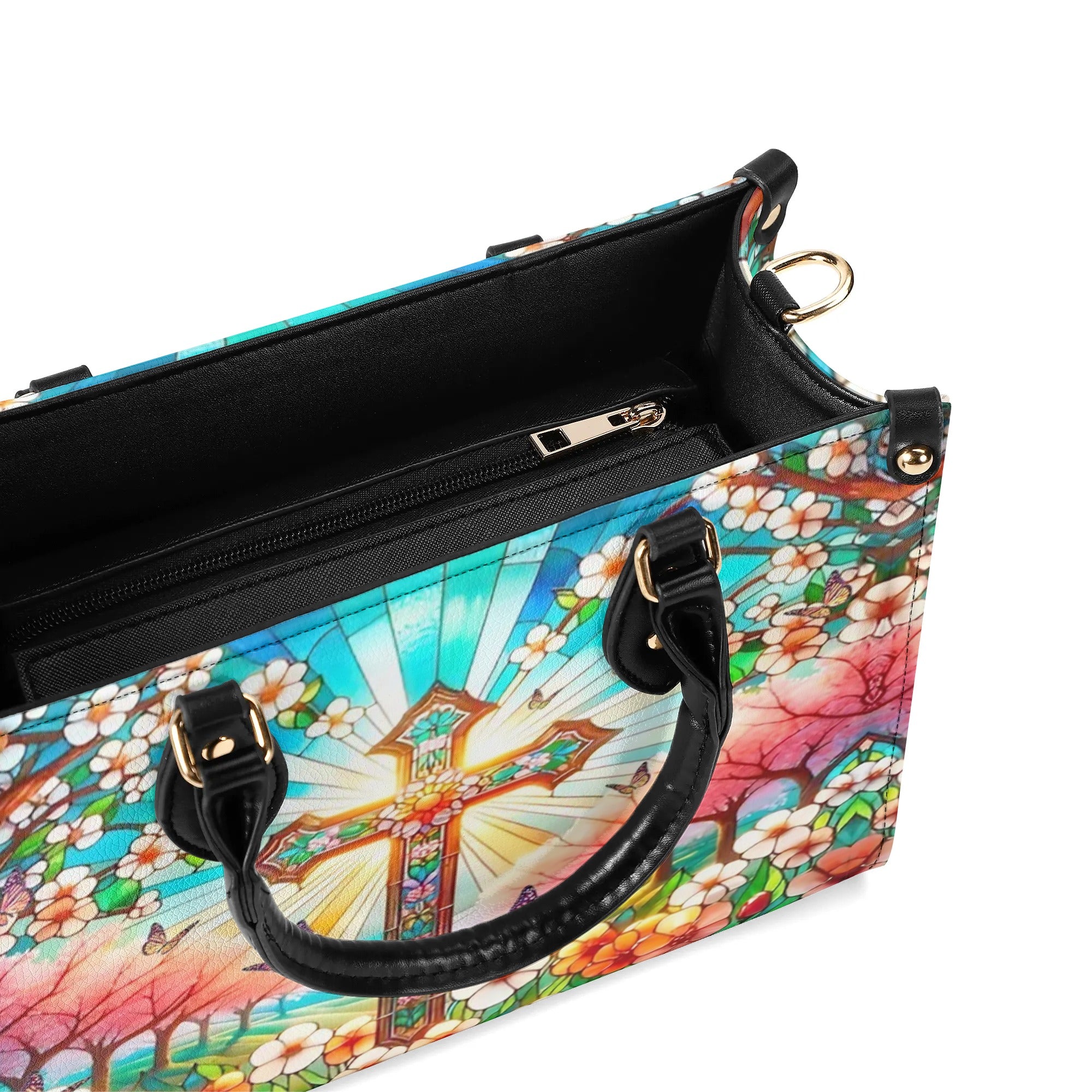 Stained Glass Cross Leather Handbag - Yhlt1706244